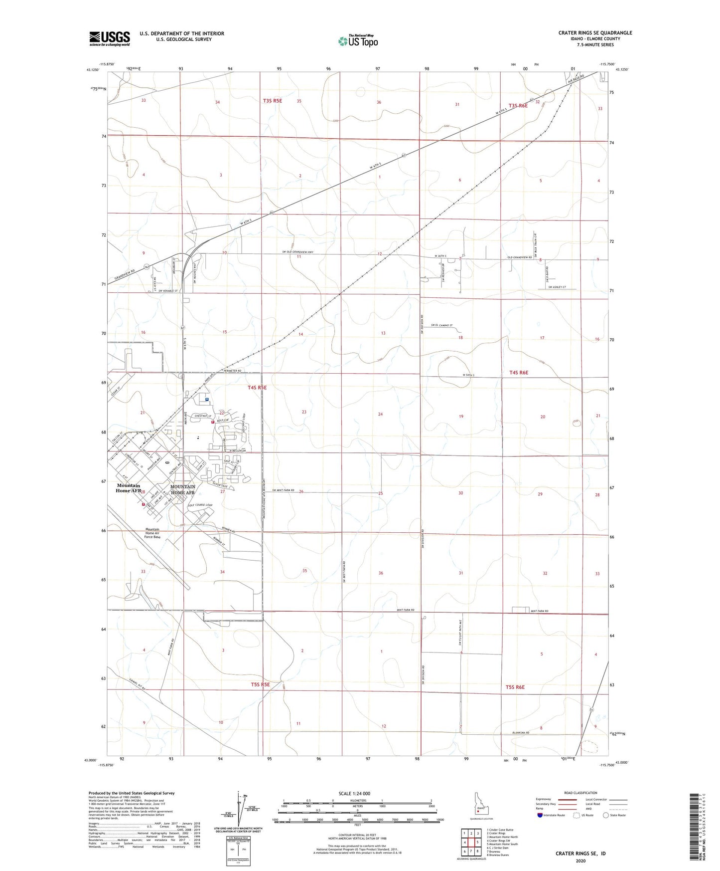 Crater Rings SE Idaho US Topo Map Image
