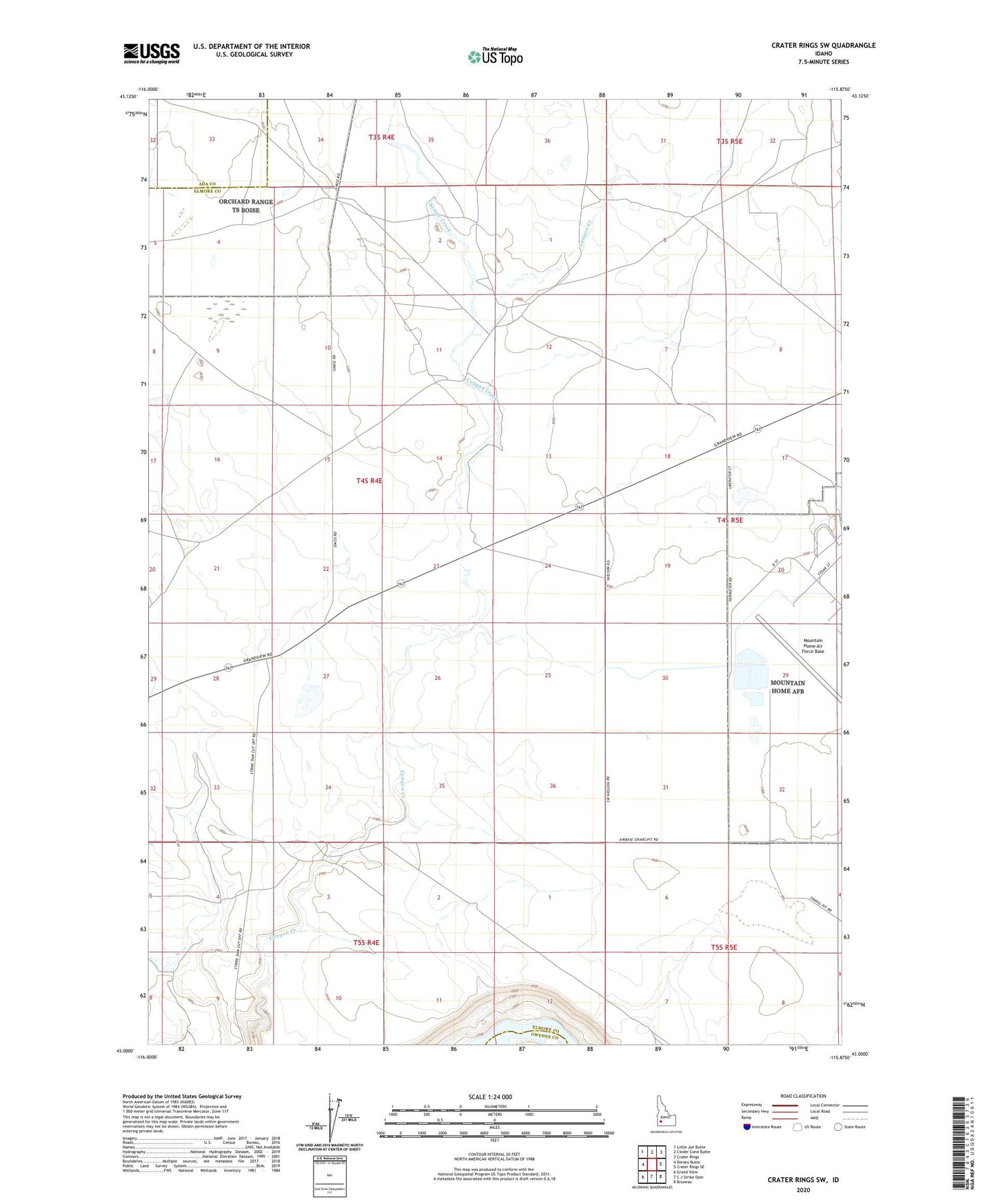 Crater Rings SW Idaho US Topo Map Image
