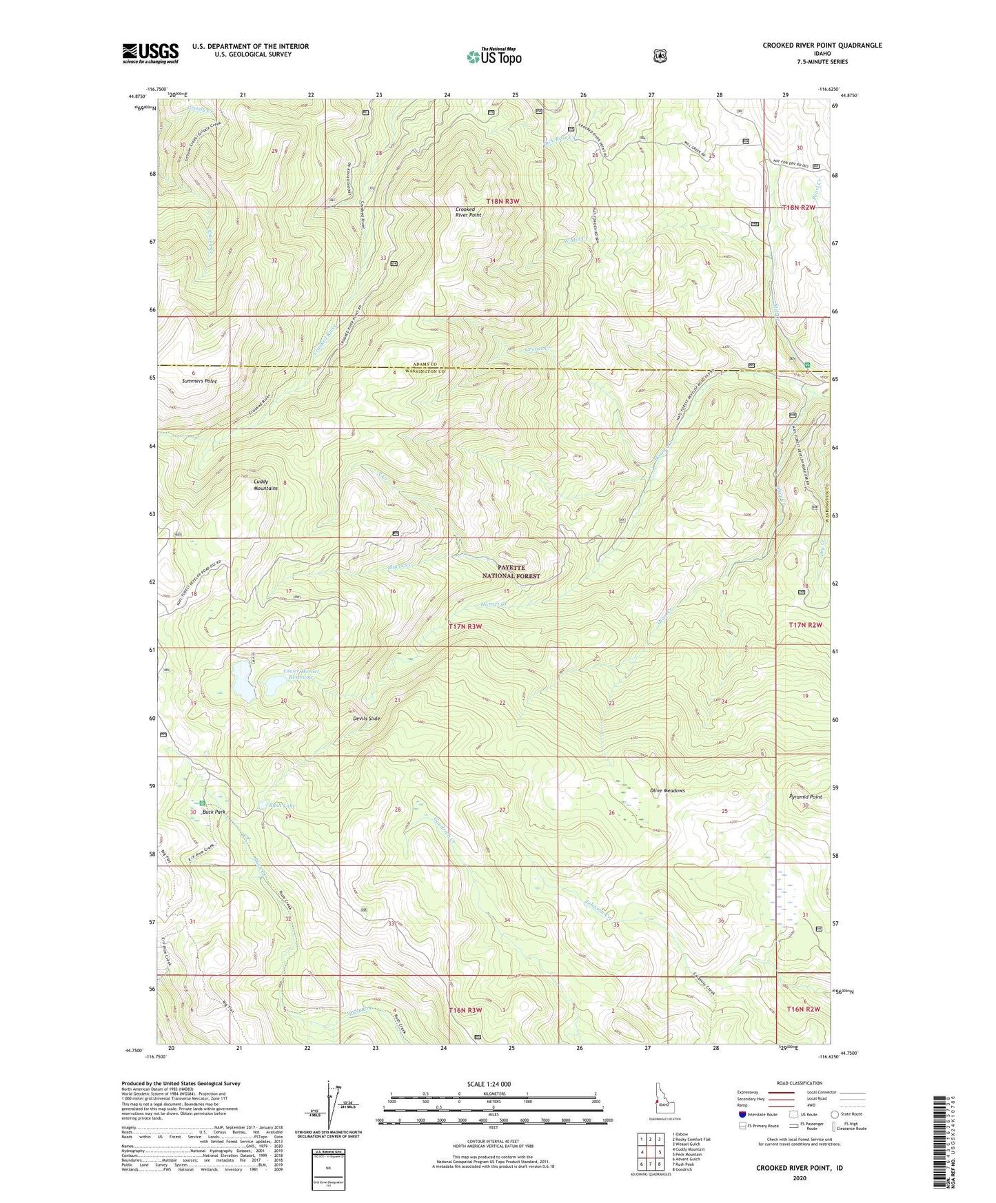Crooked River Point Idaho US Topo Map Image