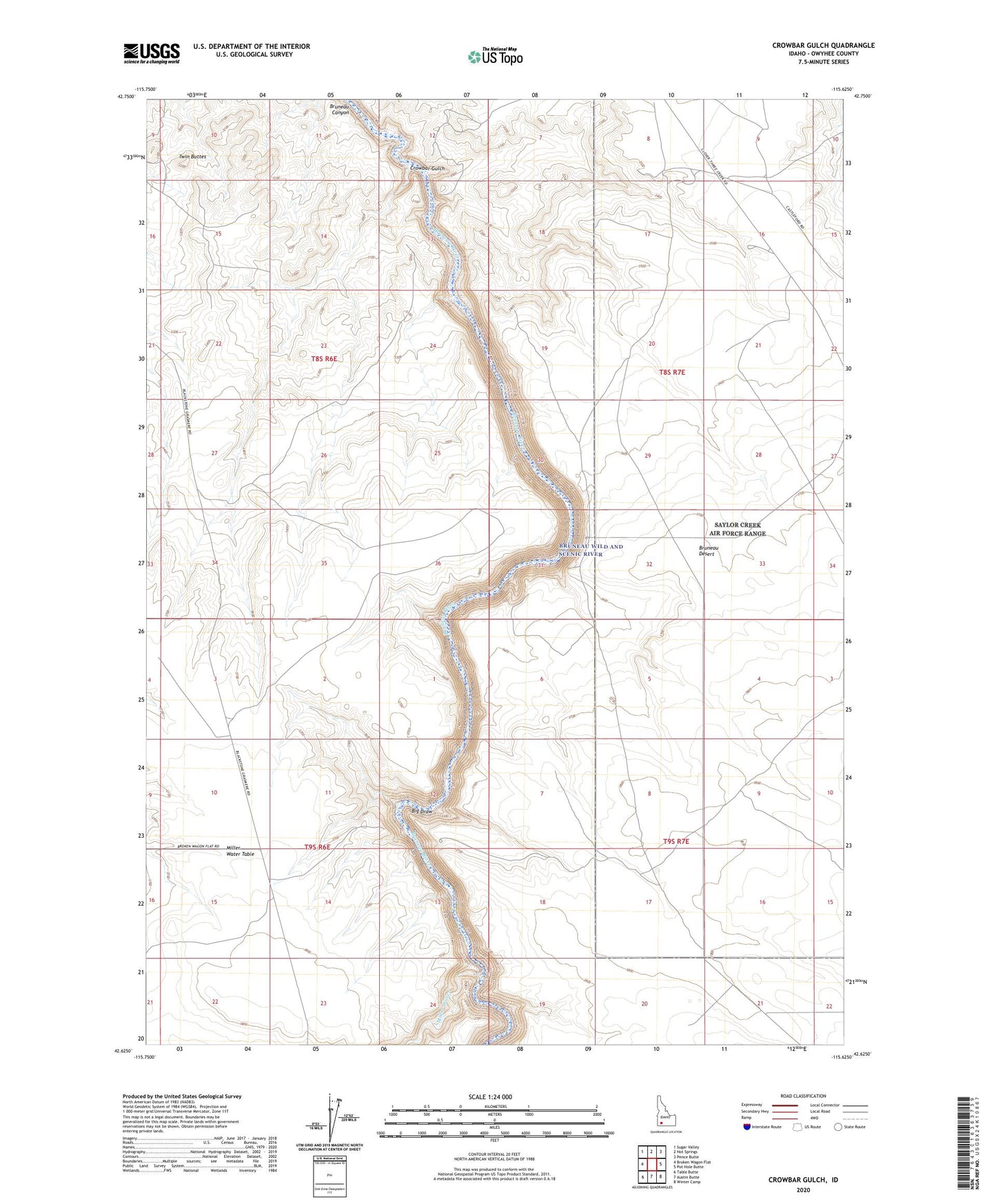 Crowbar Gulch Idaho US Topo Map Image