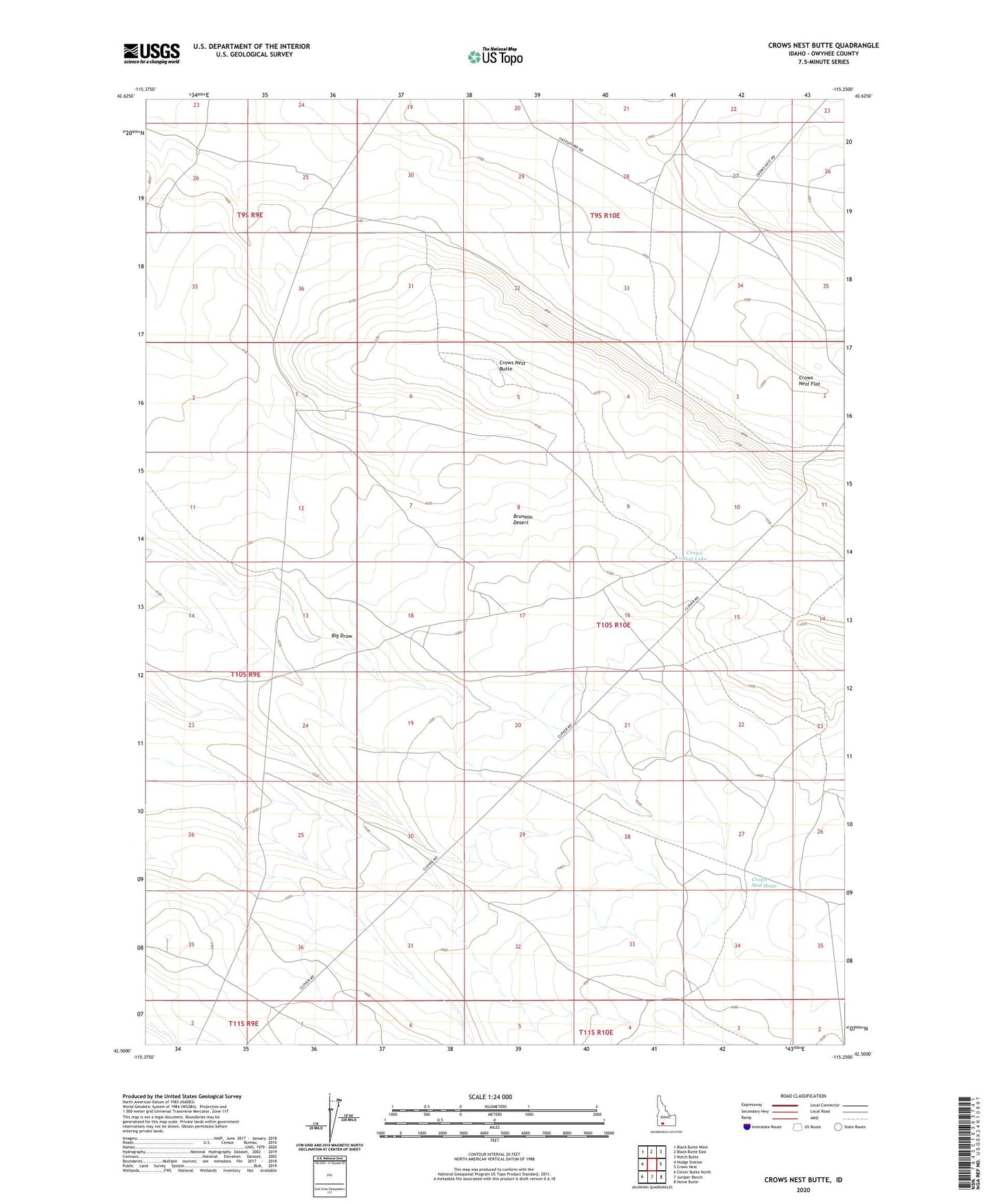 Crows Nest Butte Idaho US Topo Map Image