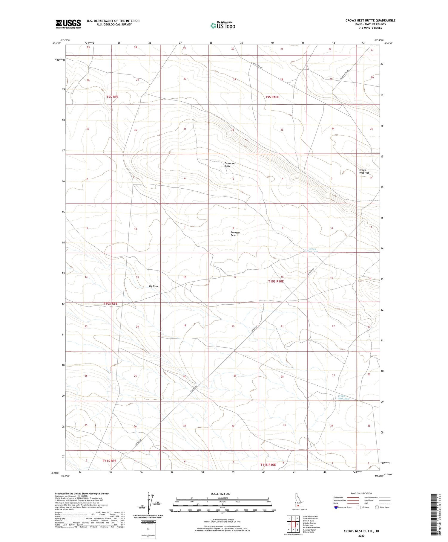 Crows Nest Butte Idaho US Topo Map Image