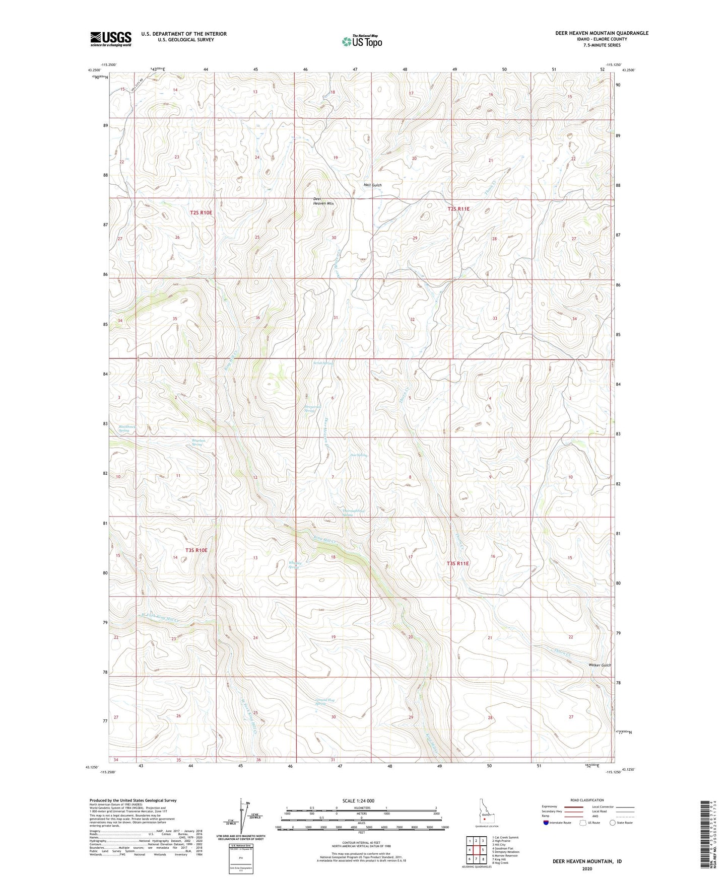 Deer Heaven Mountain Idaho US Topo Map Image