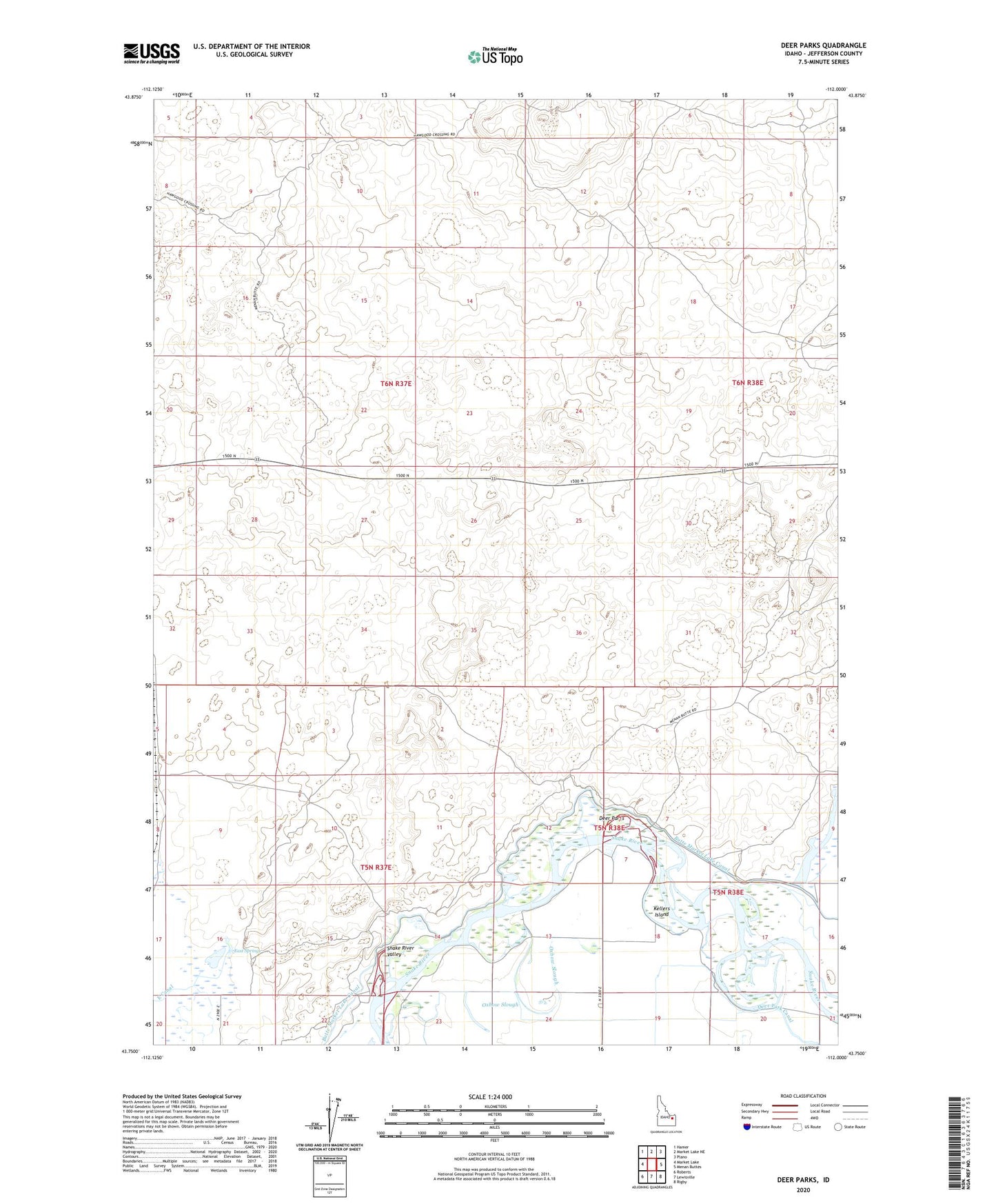 Deer Parks Idaho US Topo Map Image