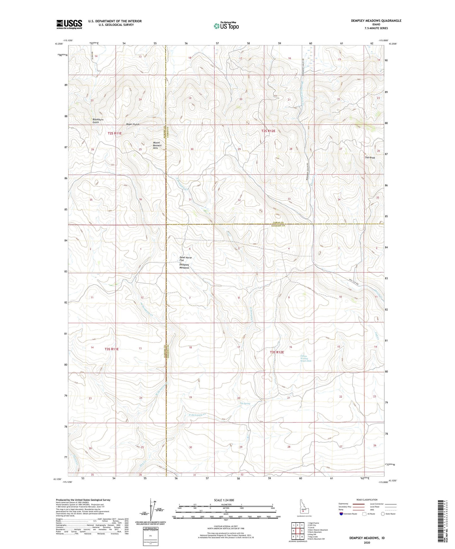 Dempsey Meadows Idaho US Topo Map Image