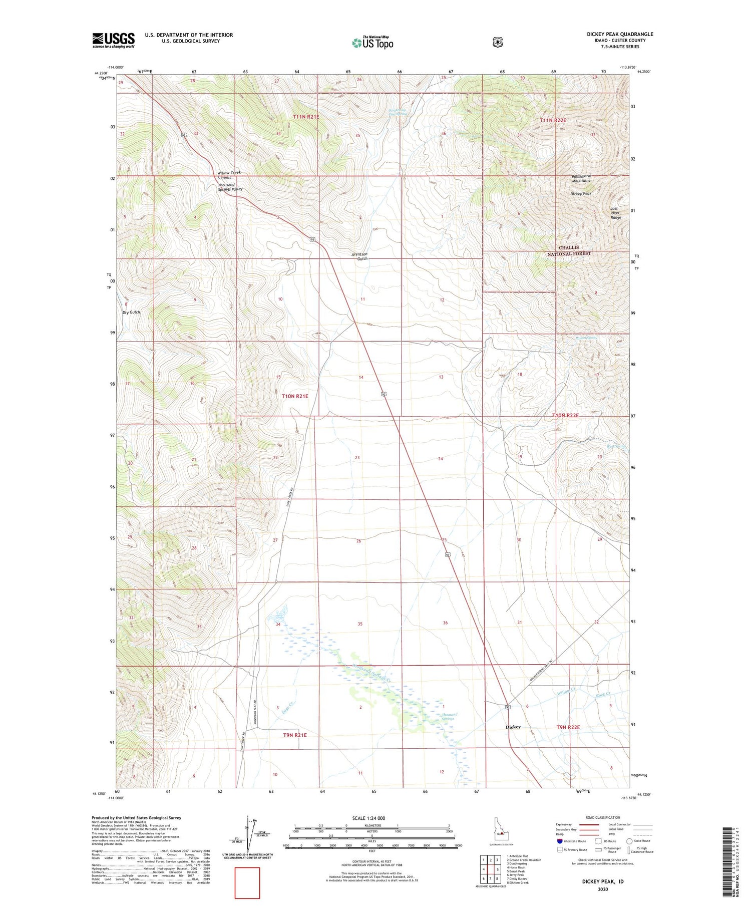 Dickey Peak Idaho US Topo Map Image