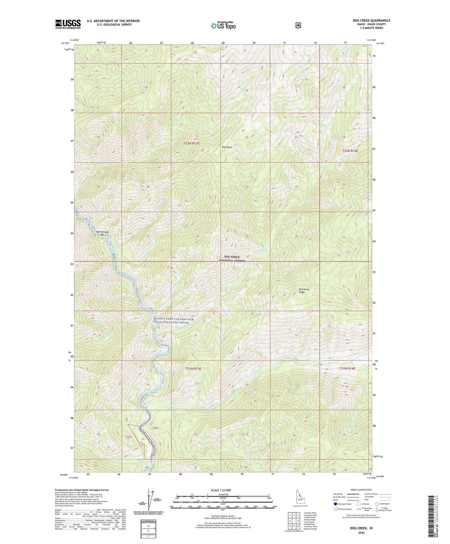 Dog Creek Idaho US Topo Map Image