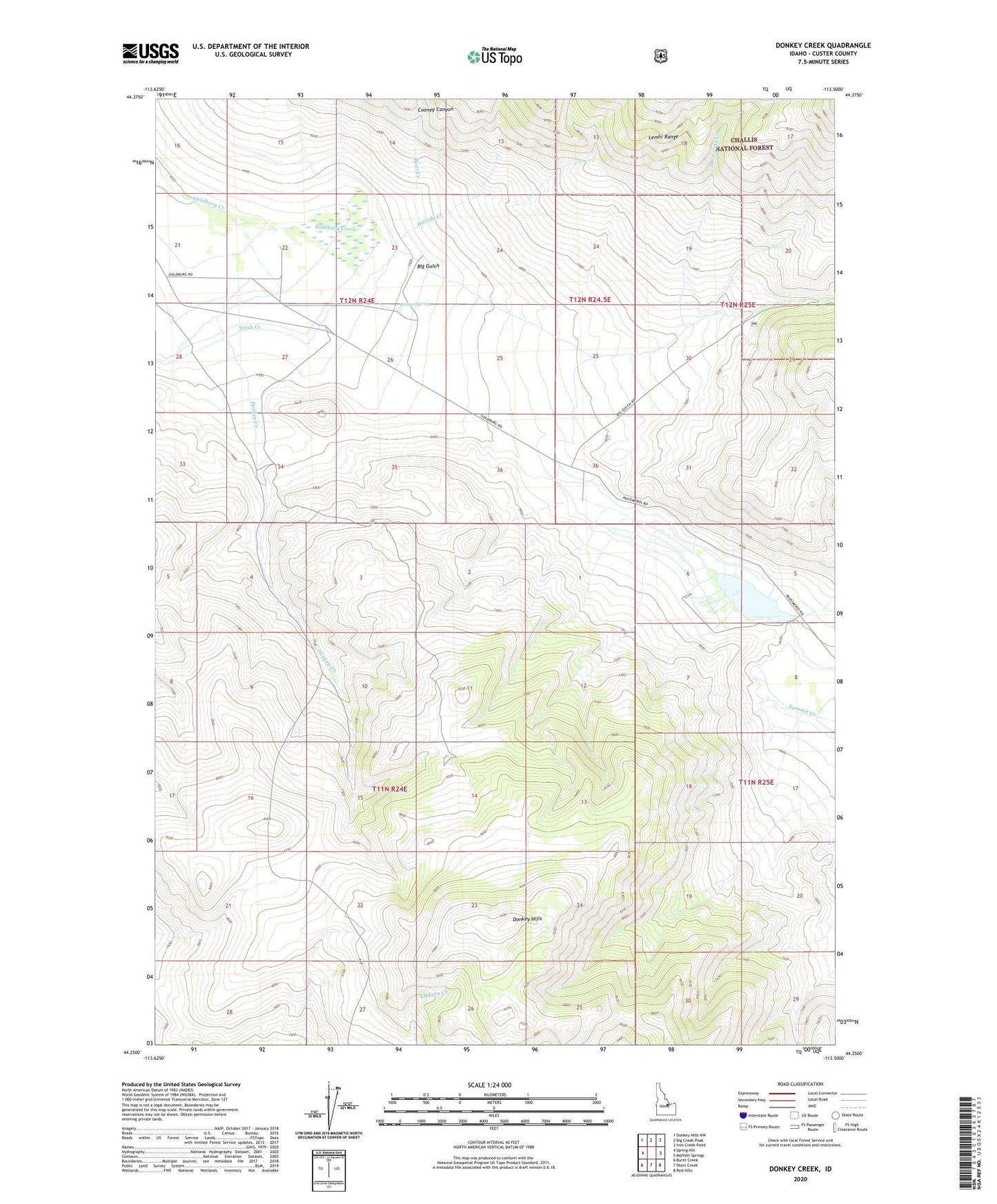 Donkey Creek Idaho US Topo Map Image