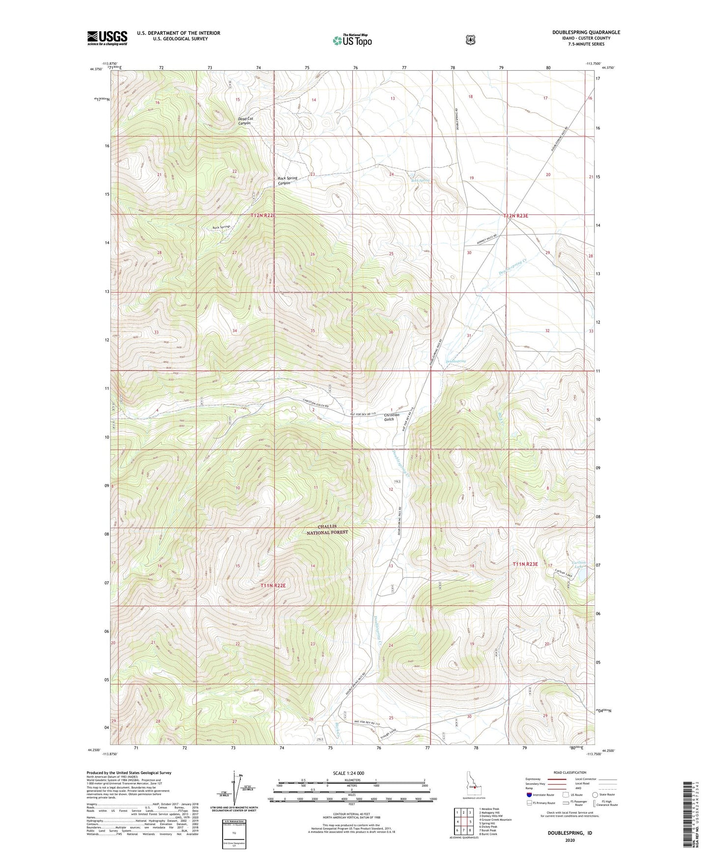 Doublespring Idaho US Topo Map Image