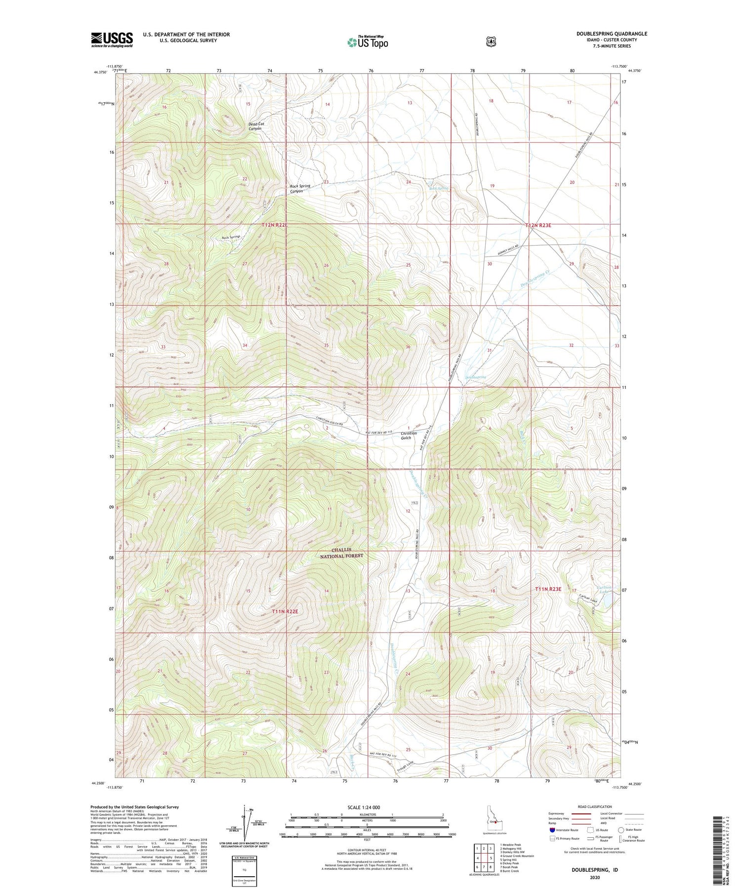 Doublespring Idaho US Topo Map Image