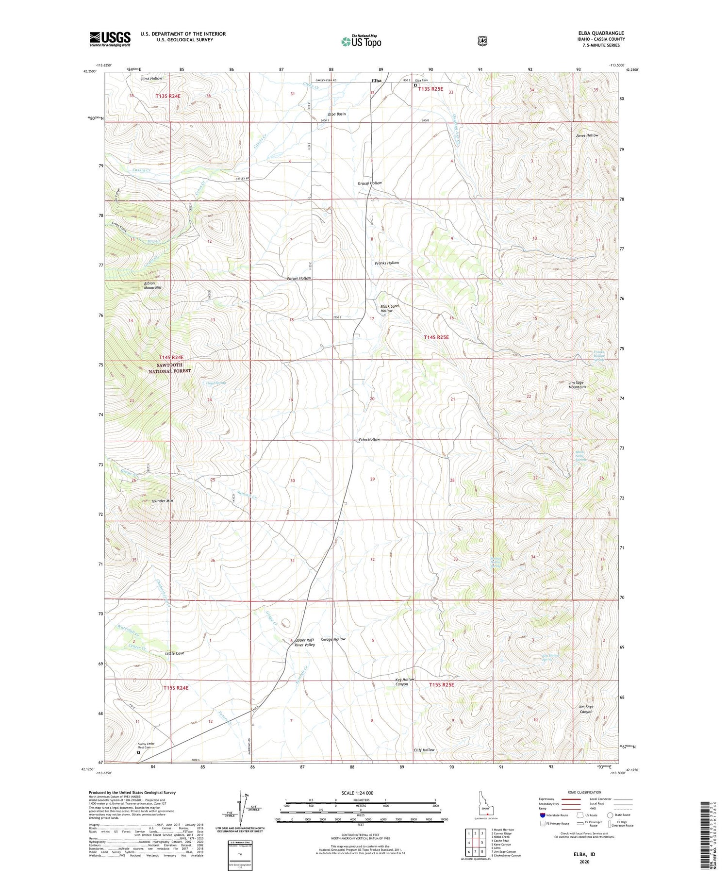 Elba Idaho US Topo Map Image