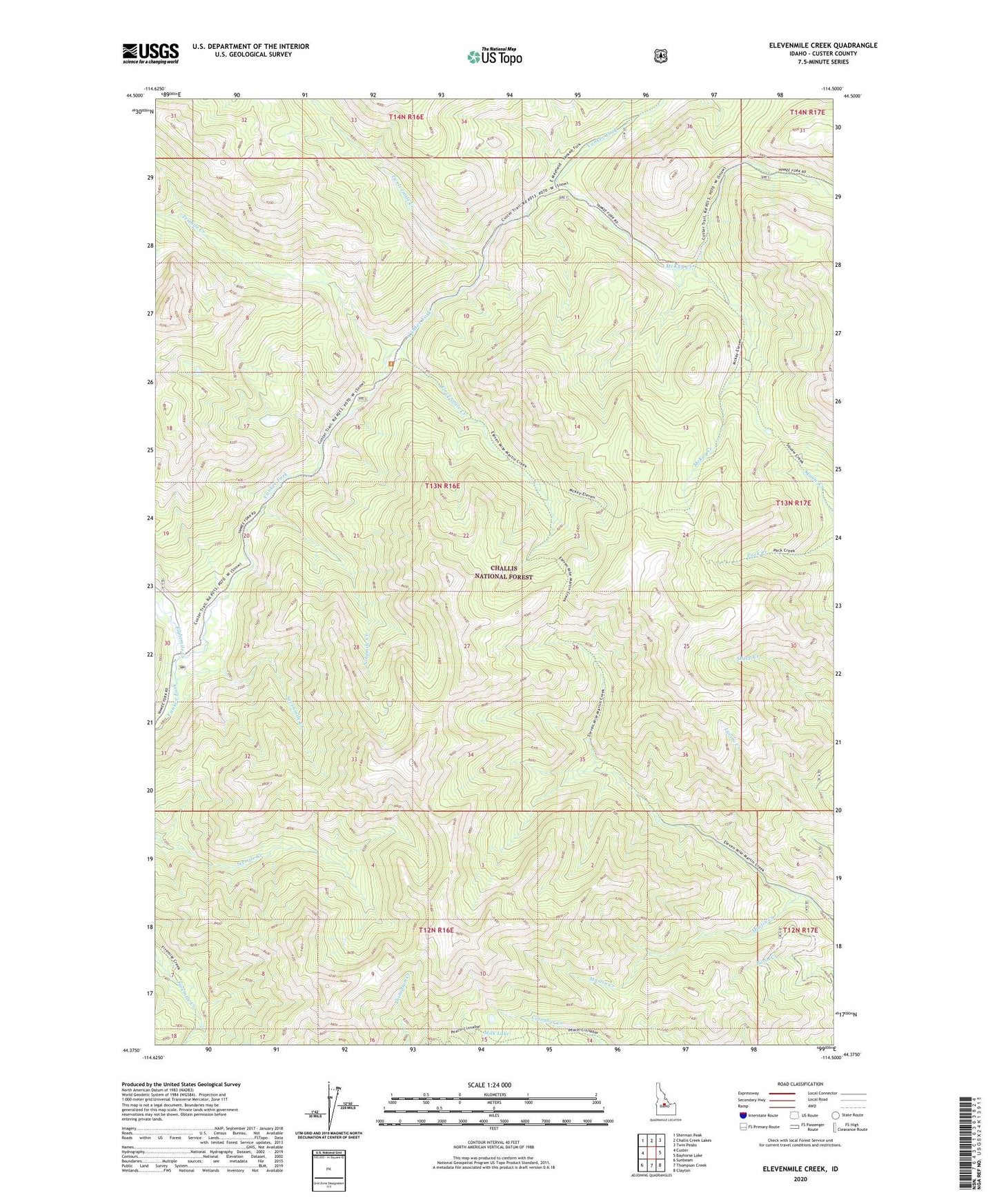 Elevenmile Creek Idaho US Topo Map Image