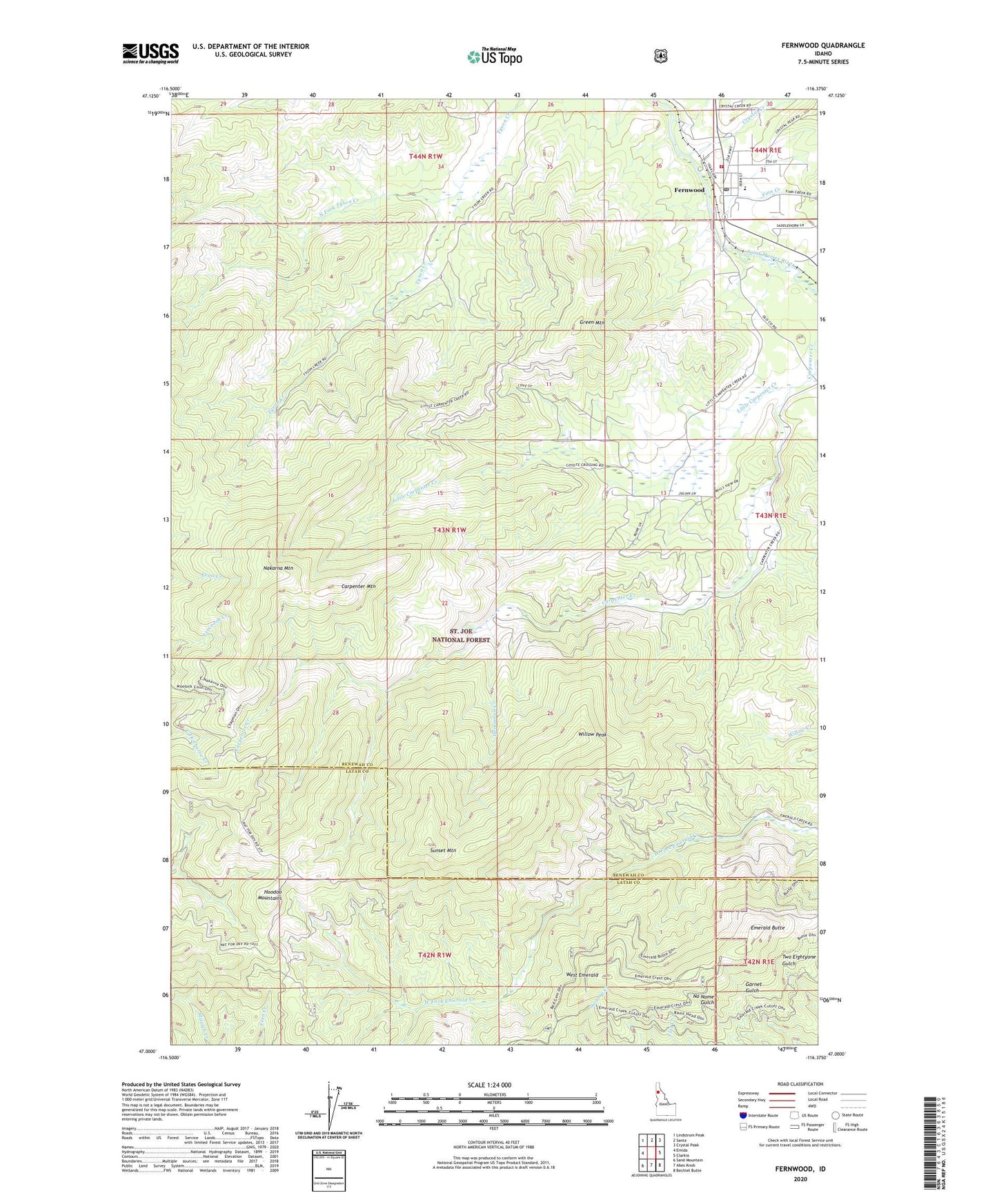 Fernwood Idaho US Topo Map Image
