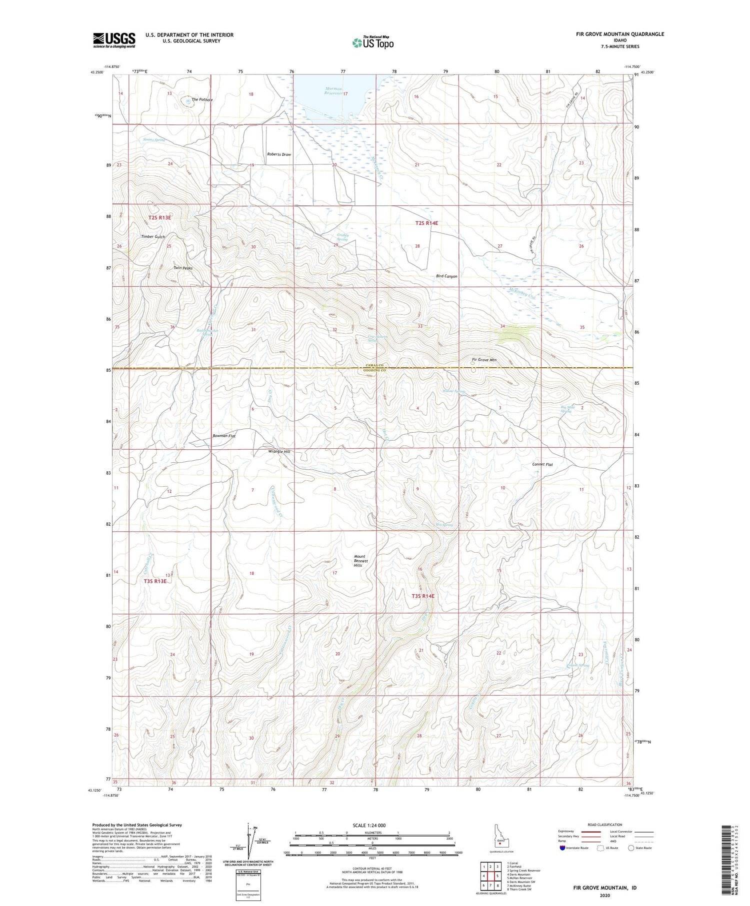 Fir Grove Mountain Idaho US Topo Map Image