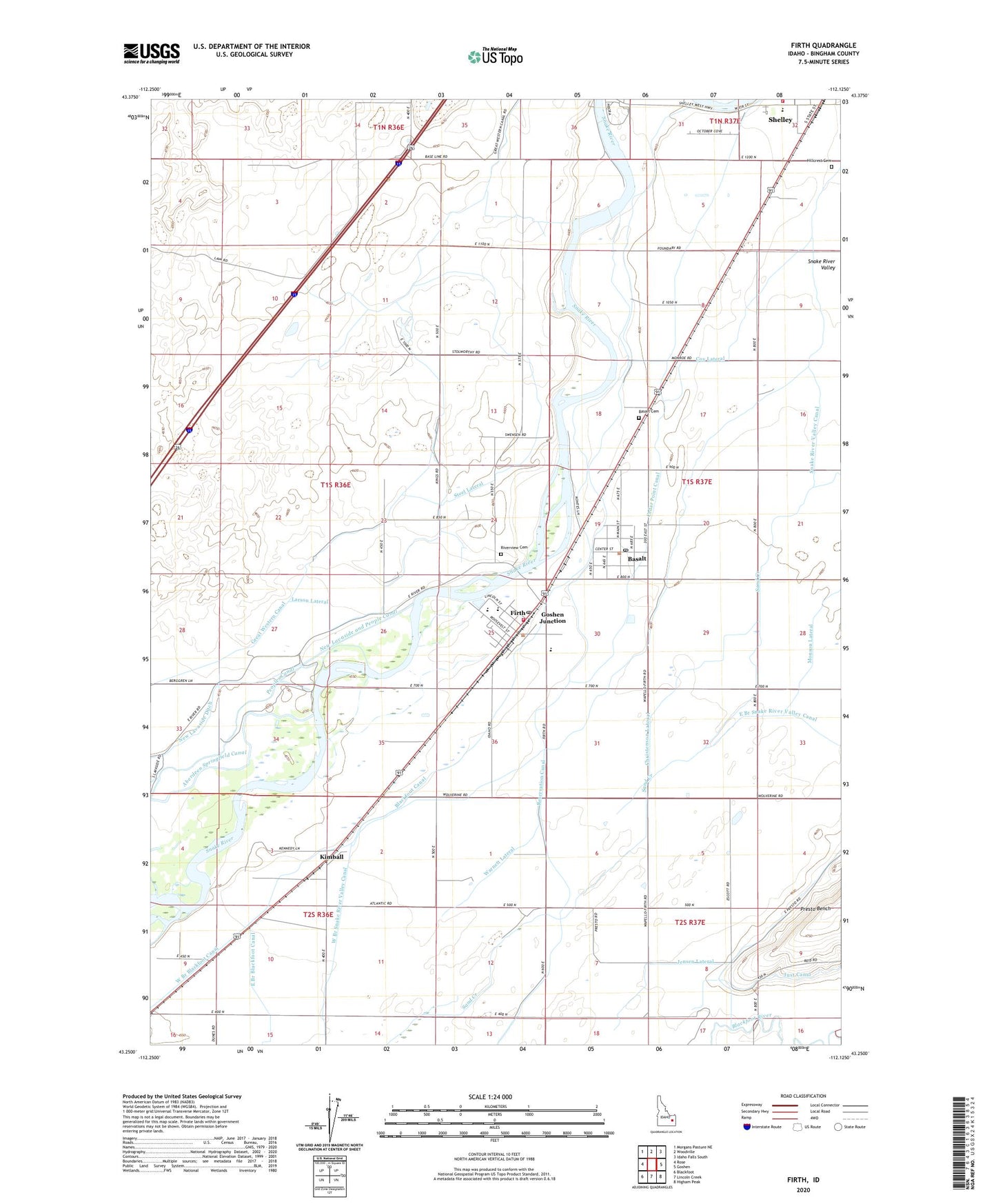 Firth Idaho US Topo Map Image