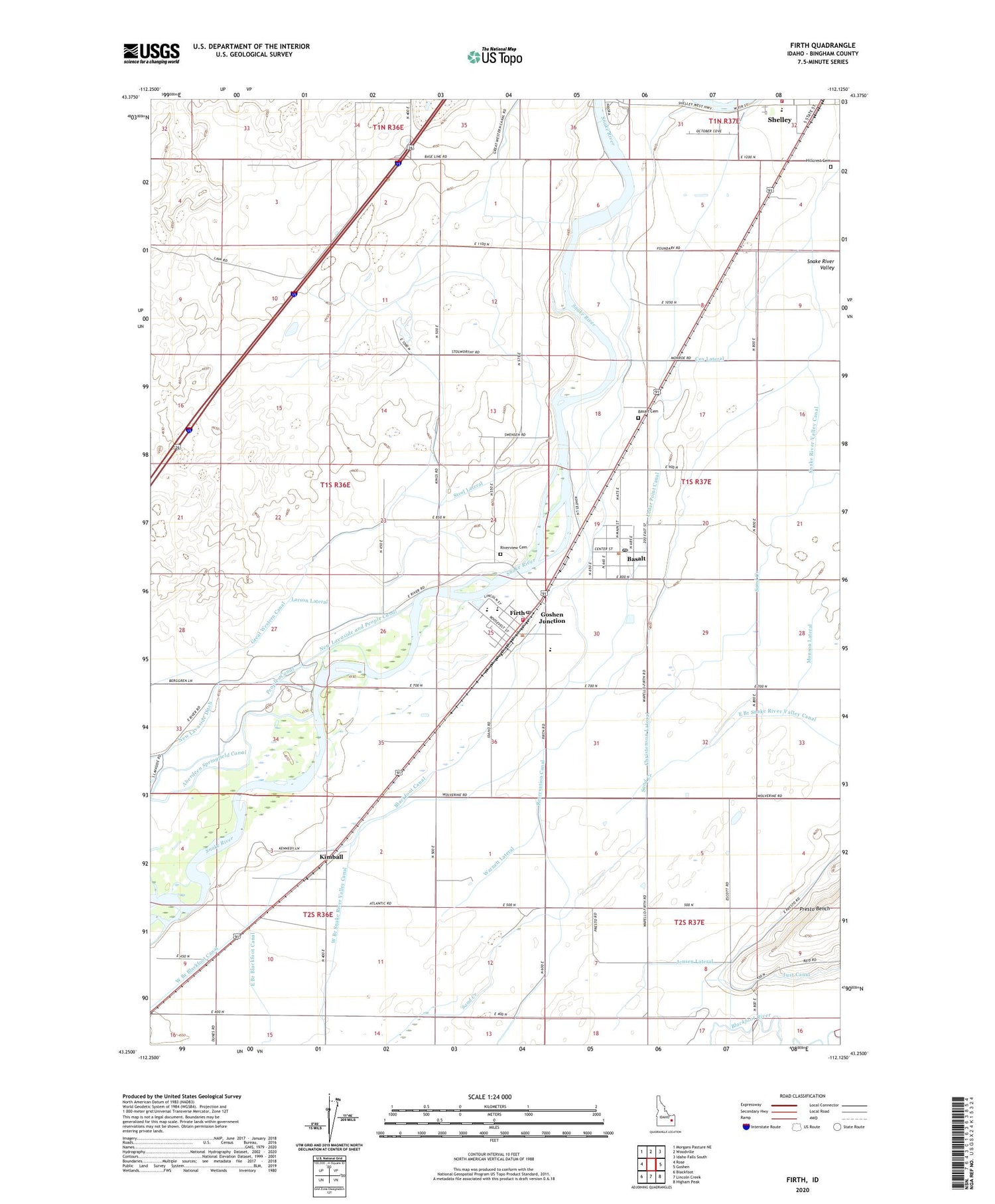Firth Idaho US Topo Map Image