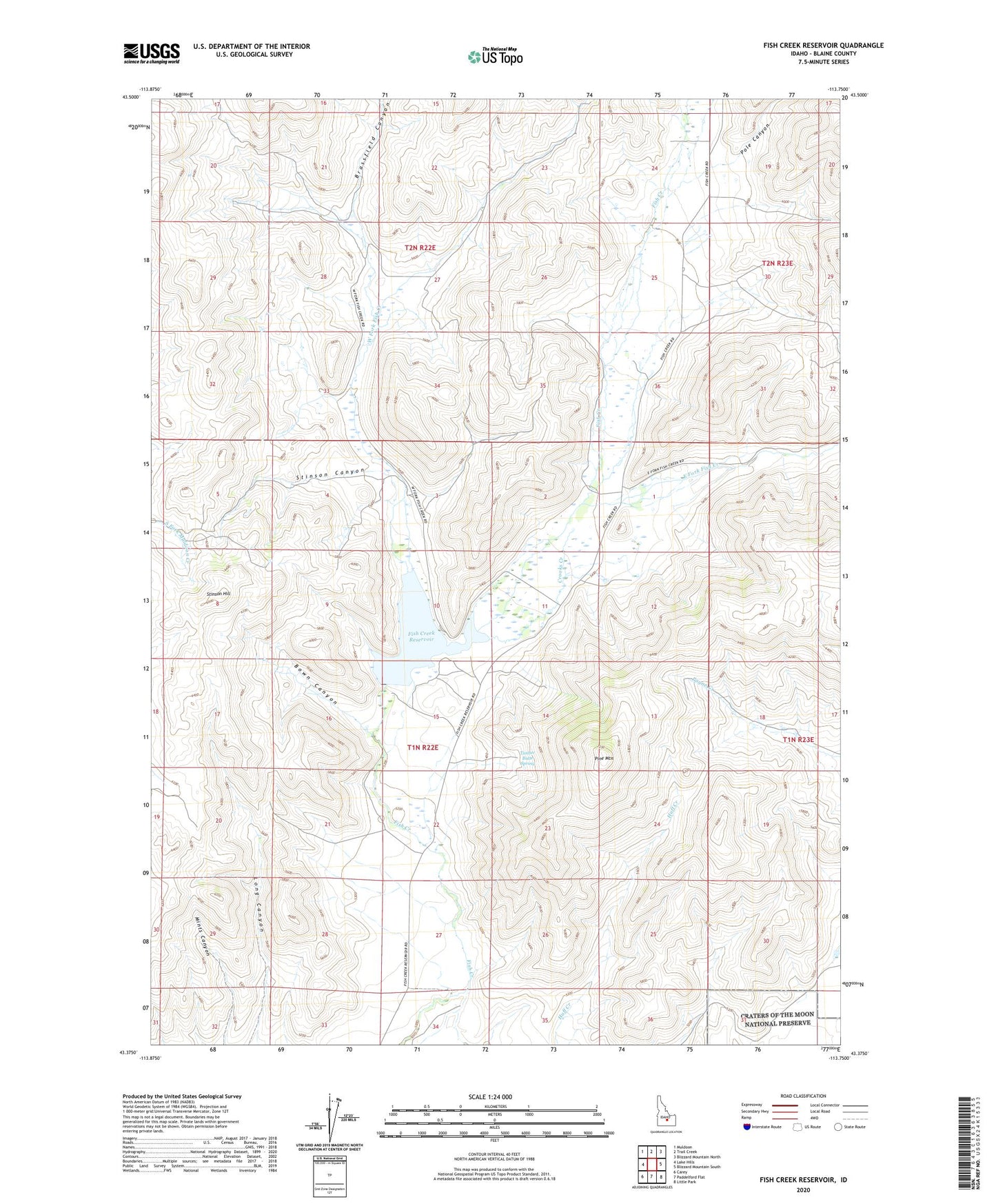 Fish Creek Reservoir Idaho US Topo Map Image