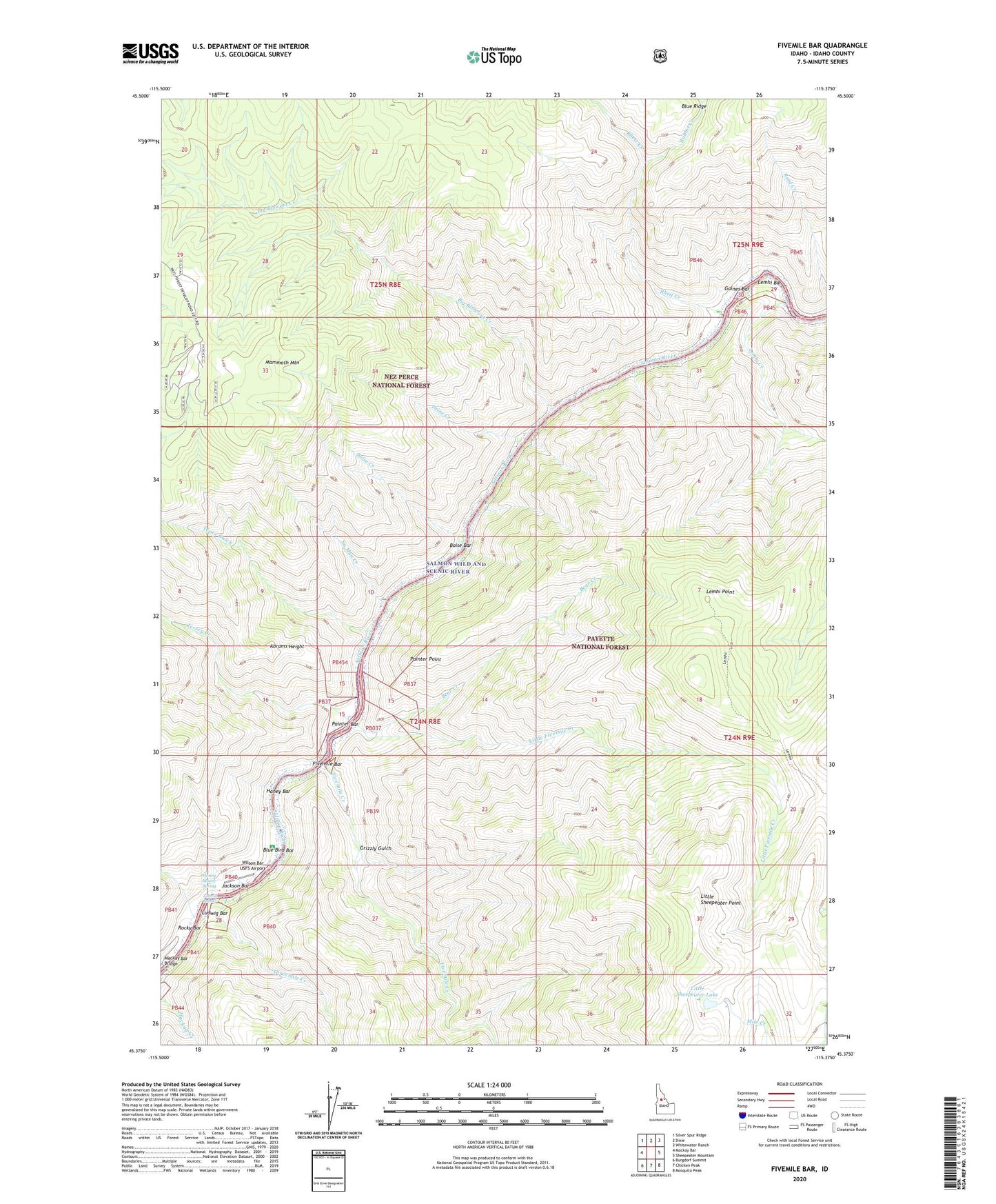 Fivemile Bar Idaho US Topo Map Image