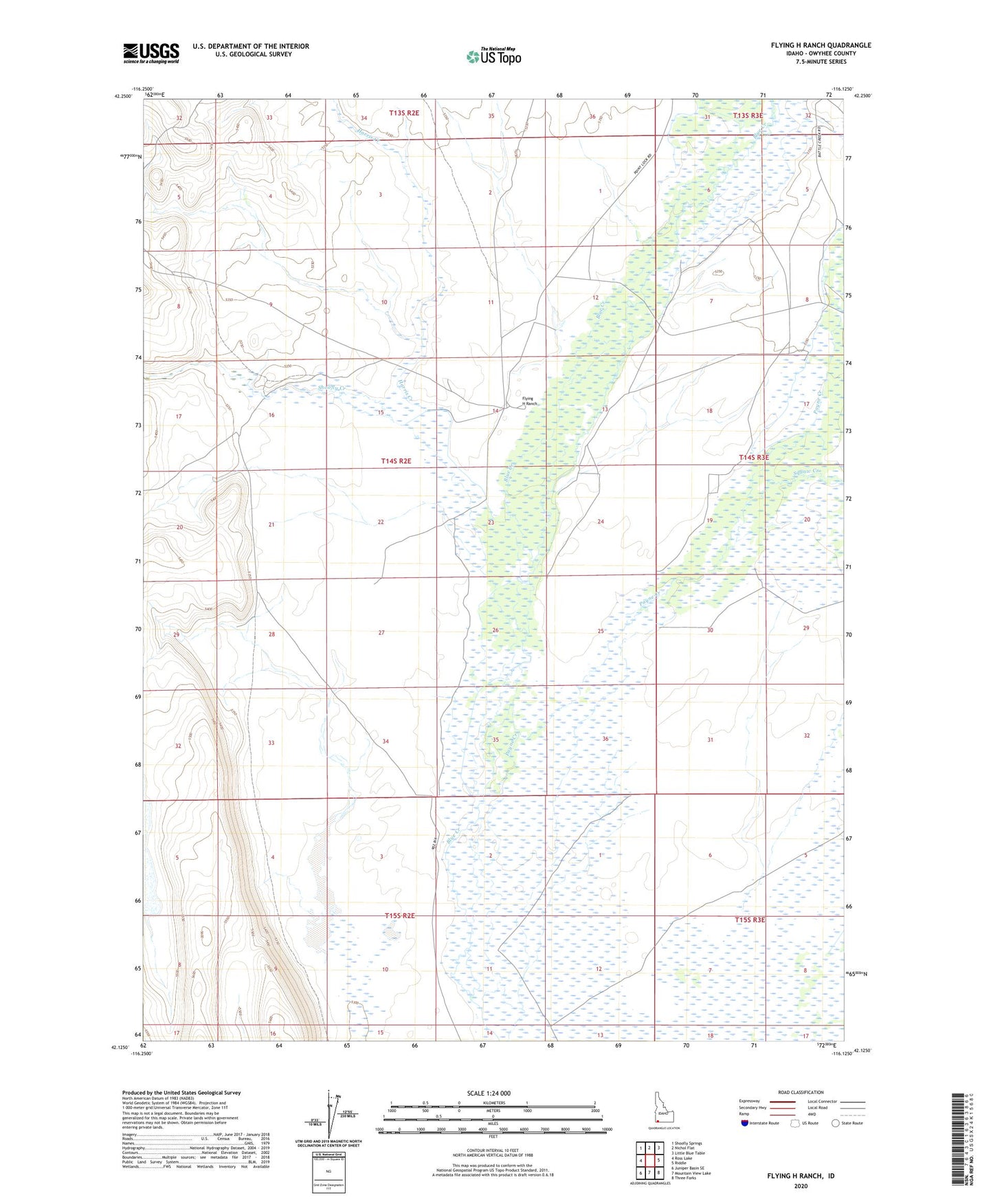 Flying H Ranch Idaho US Topo Map Image