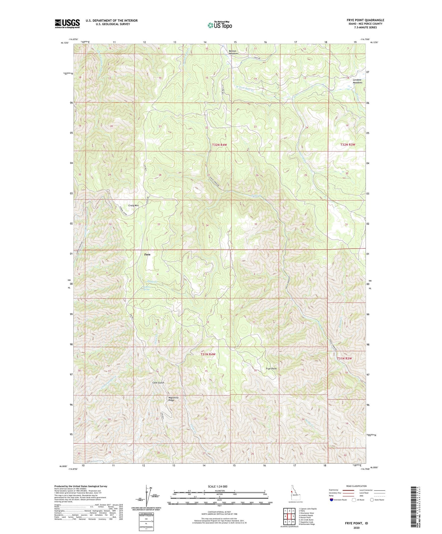 Frye Point Idaho US Topo Map Image