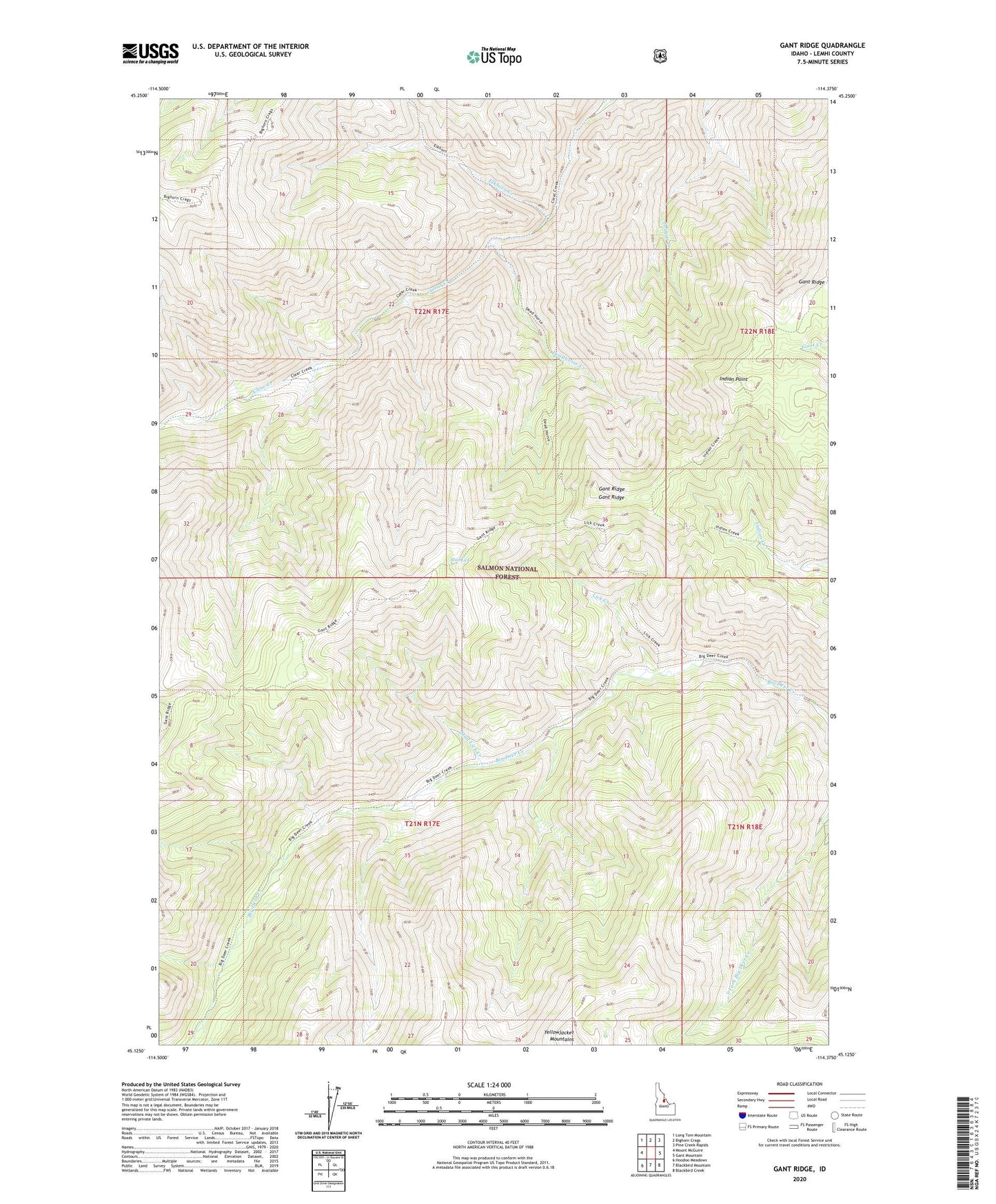 Gant Ridge Idaho US Topo Map Image