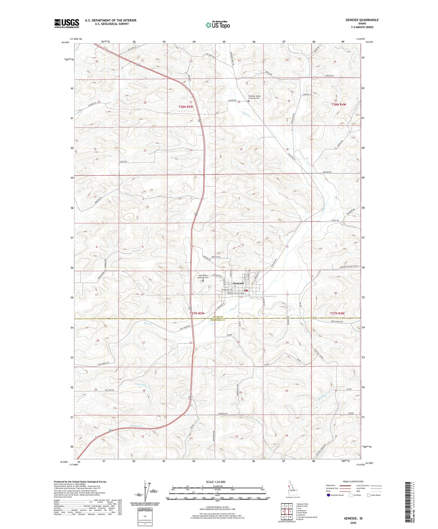 Genesee Idaho US Topo Map Image