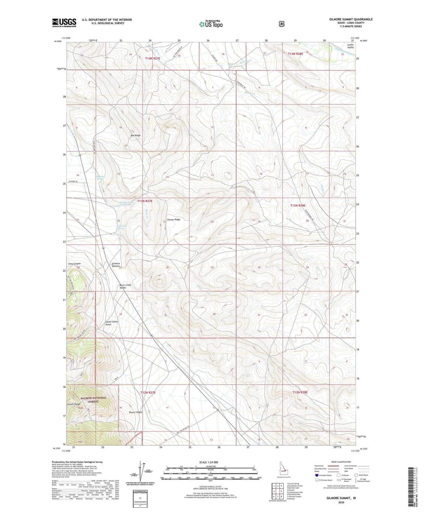 Gilmore Summit Idaho US Topo Map Image