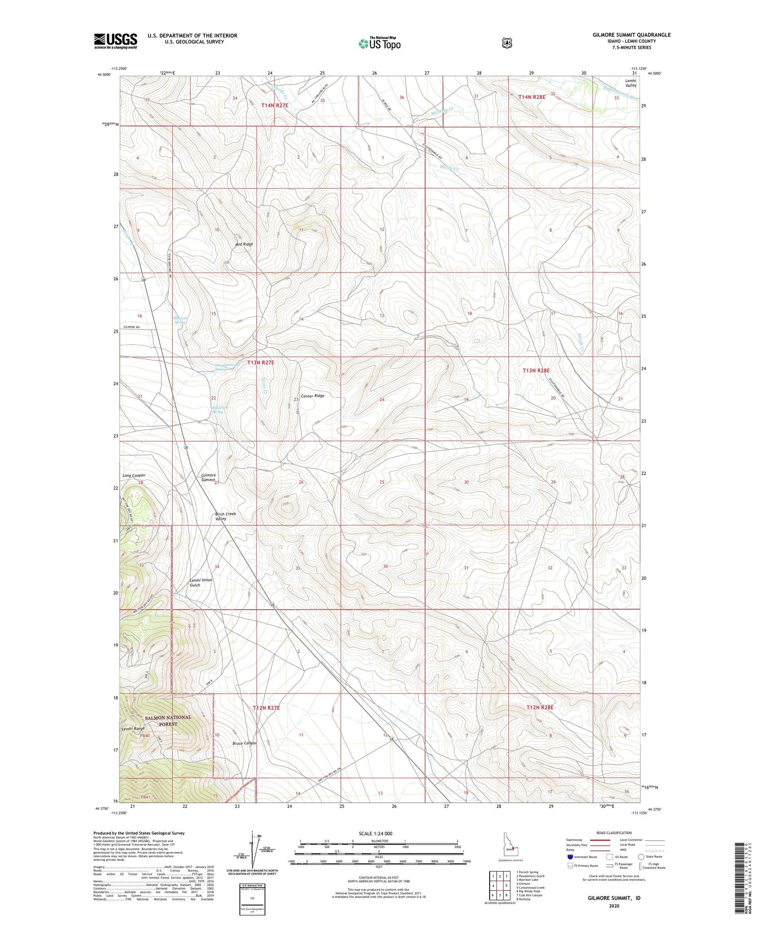 Gilmore Summit Idaho US Topo Map Image