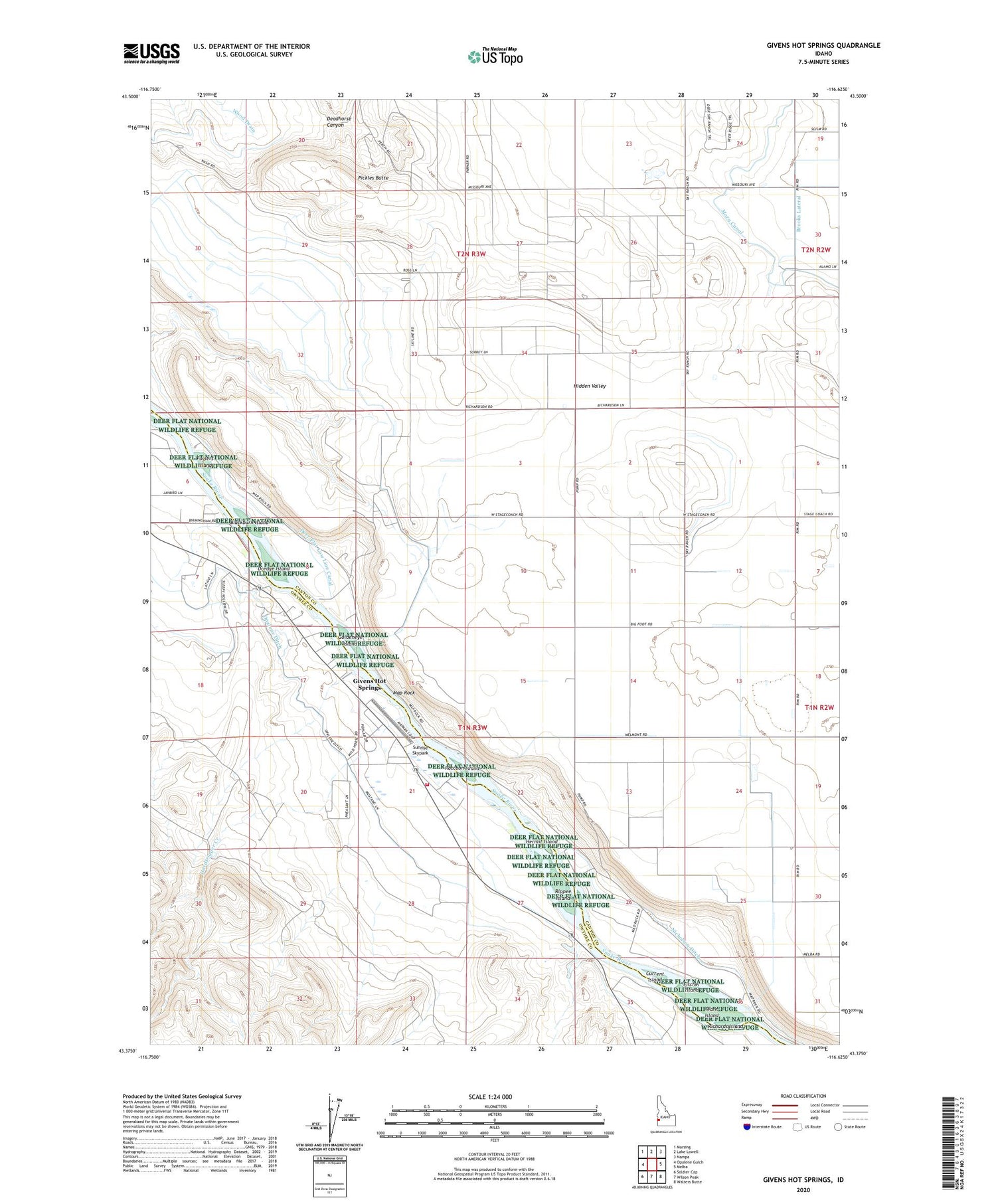 Givens Hot Springs Idaho US Topo Map Image