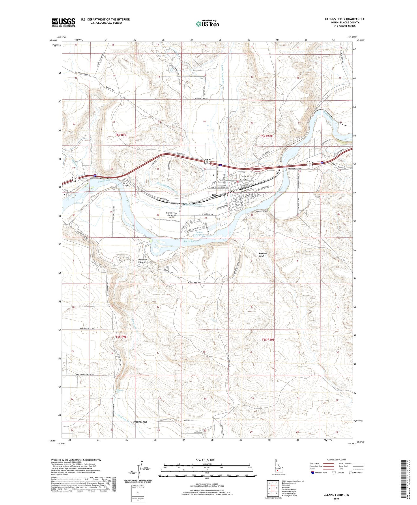 Glenns Ferry Idaho US Topo Map Image