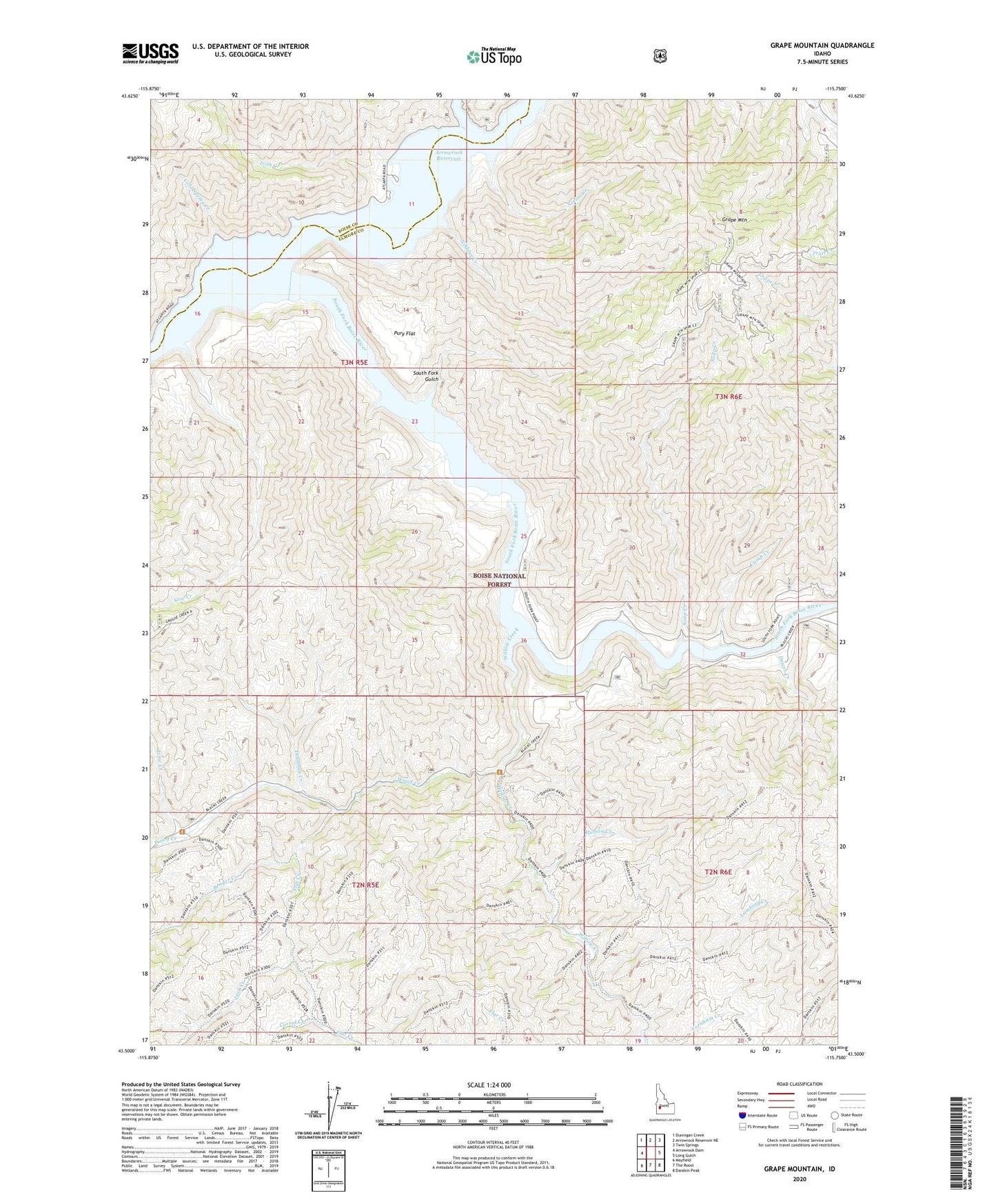 Grape Mountain Idaho US Topo Map Image