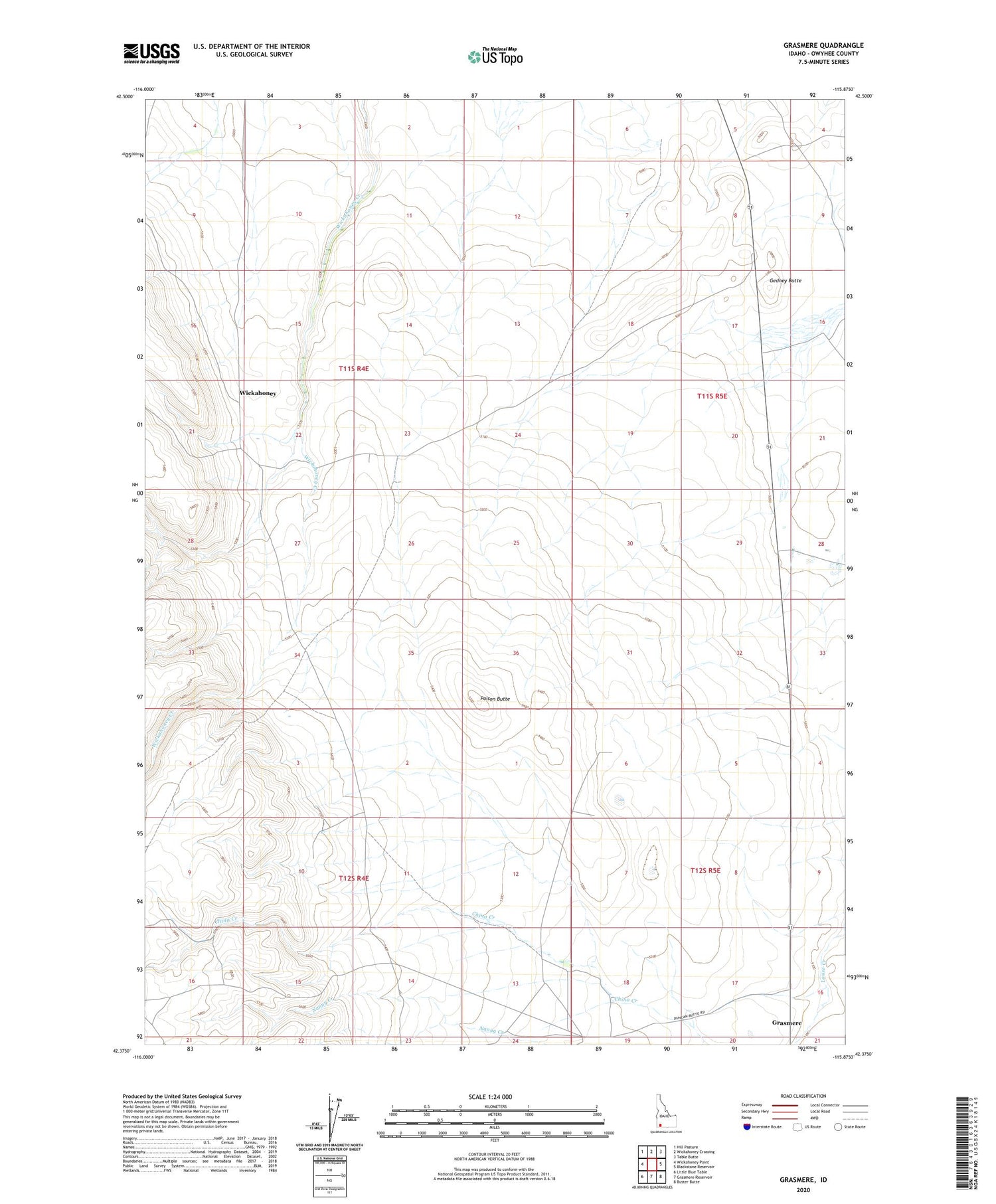 Grasmere Idaho US Topo Map Image
