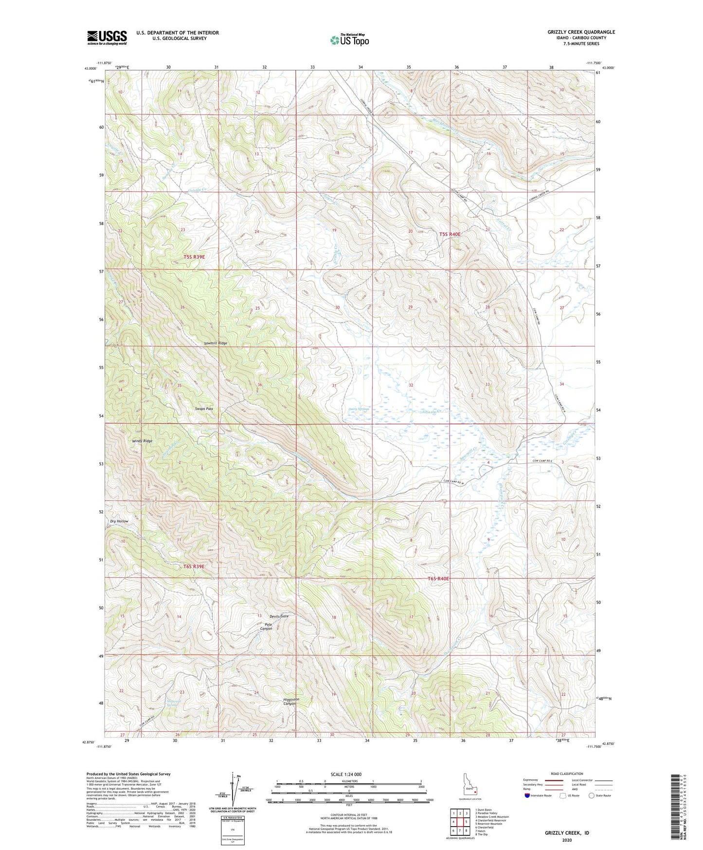 Grizzly Creek Idaho US Topo Map Image
