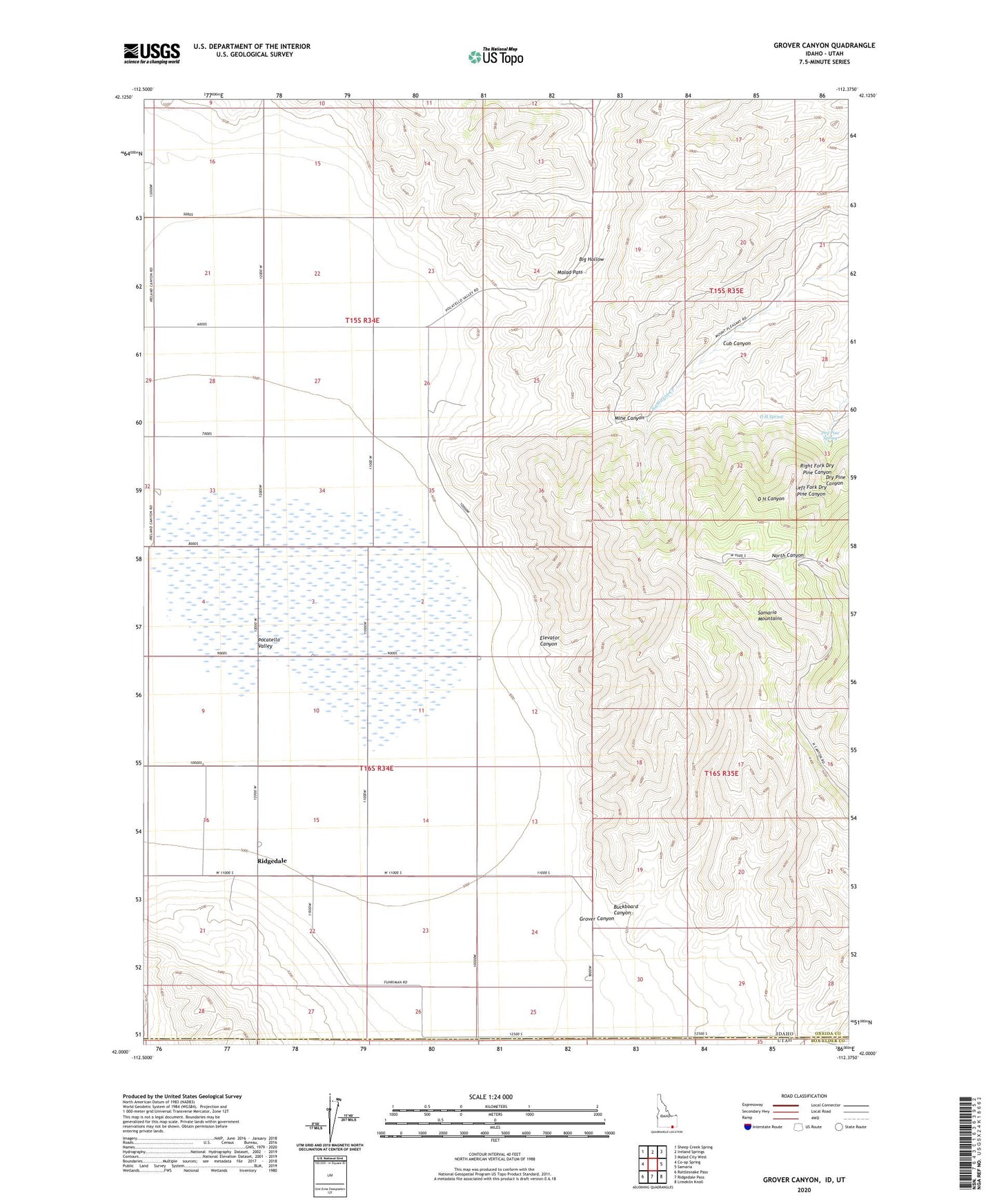Grover Canyon Idaho US Topo Map Image