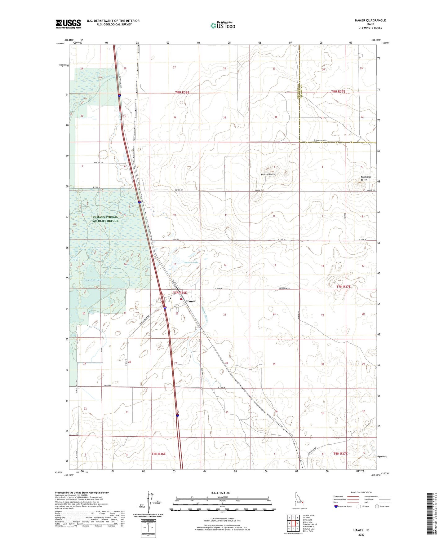 Hamer Idaho US Topo Map Image