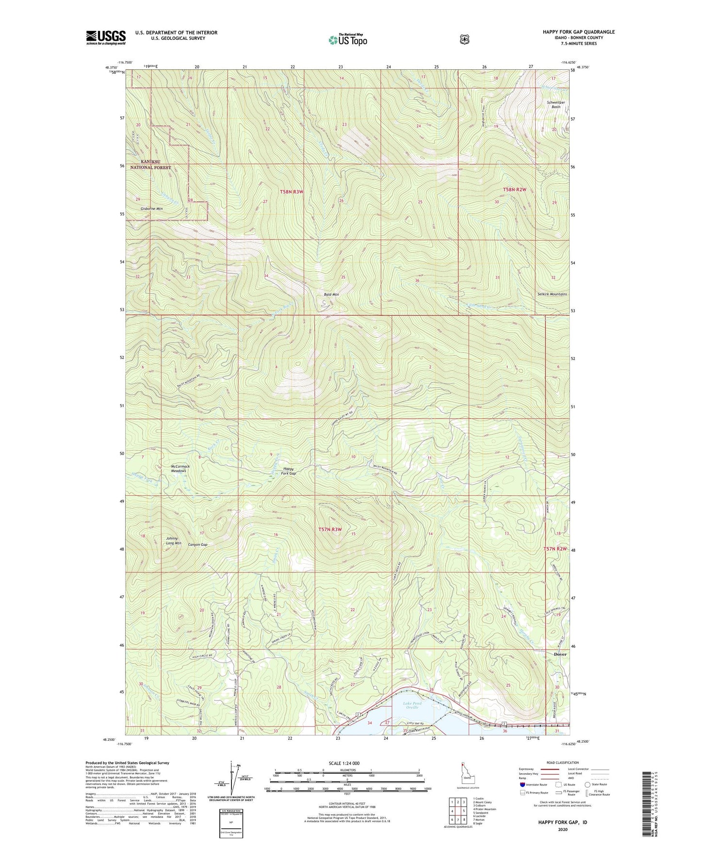 Happy Fork Gap Idaho US Topo Map Image