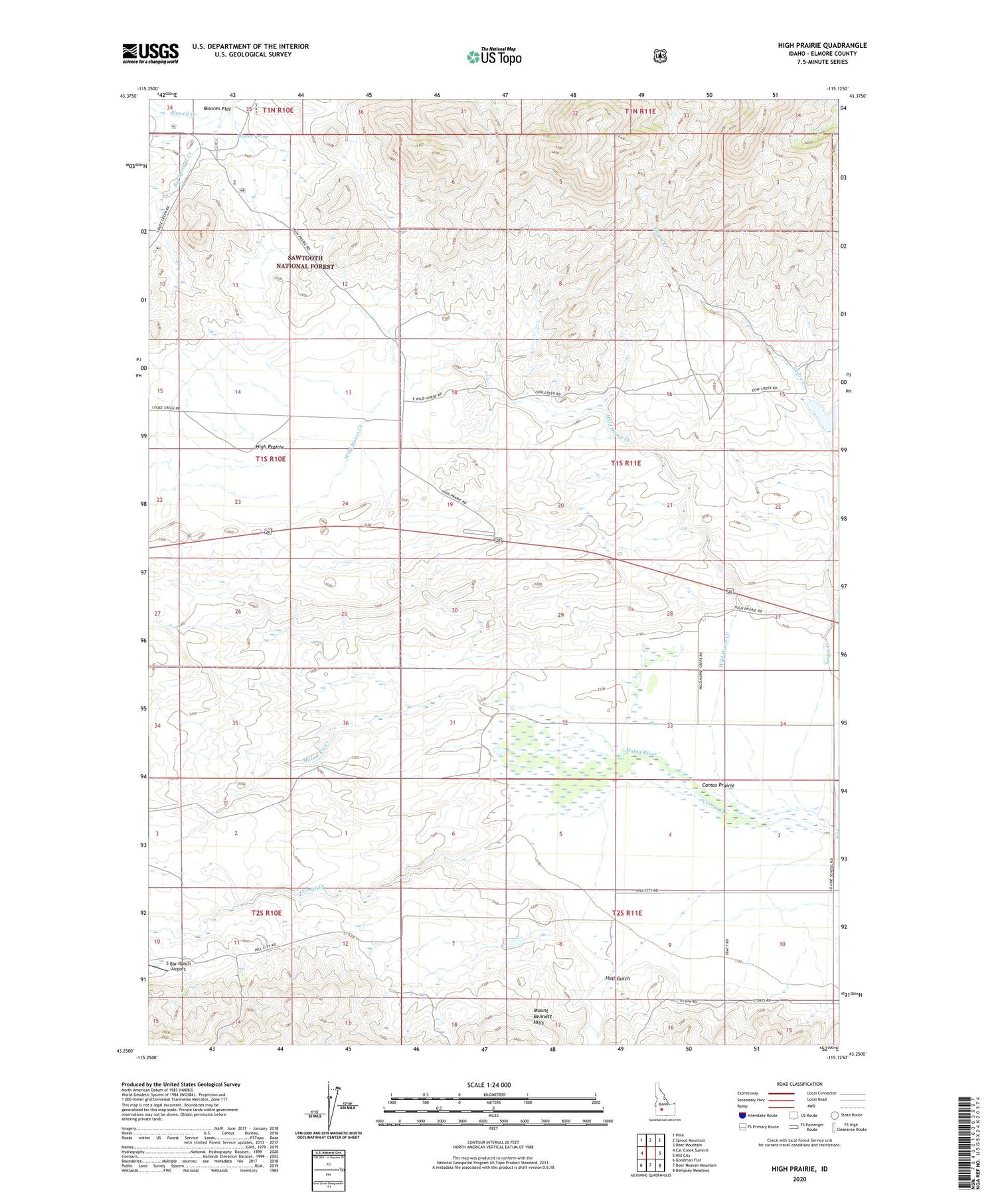 High Prairie Idaho US Topo Map Image