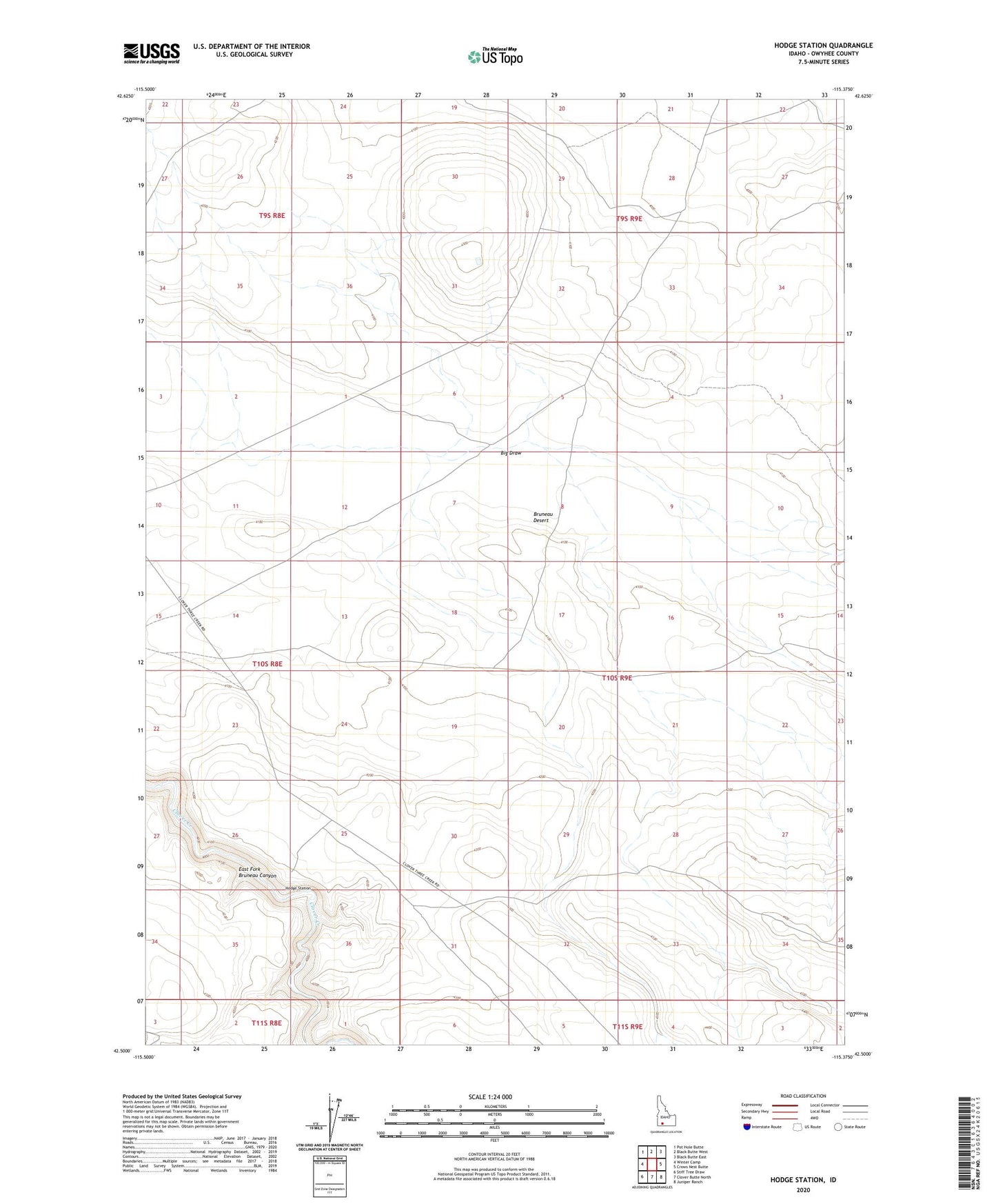 Hodge Station Idaho US Topo Map Image