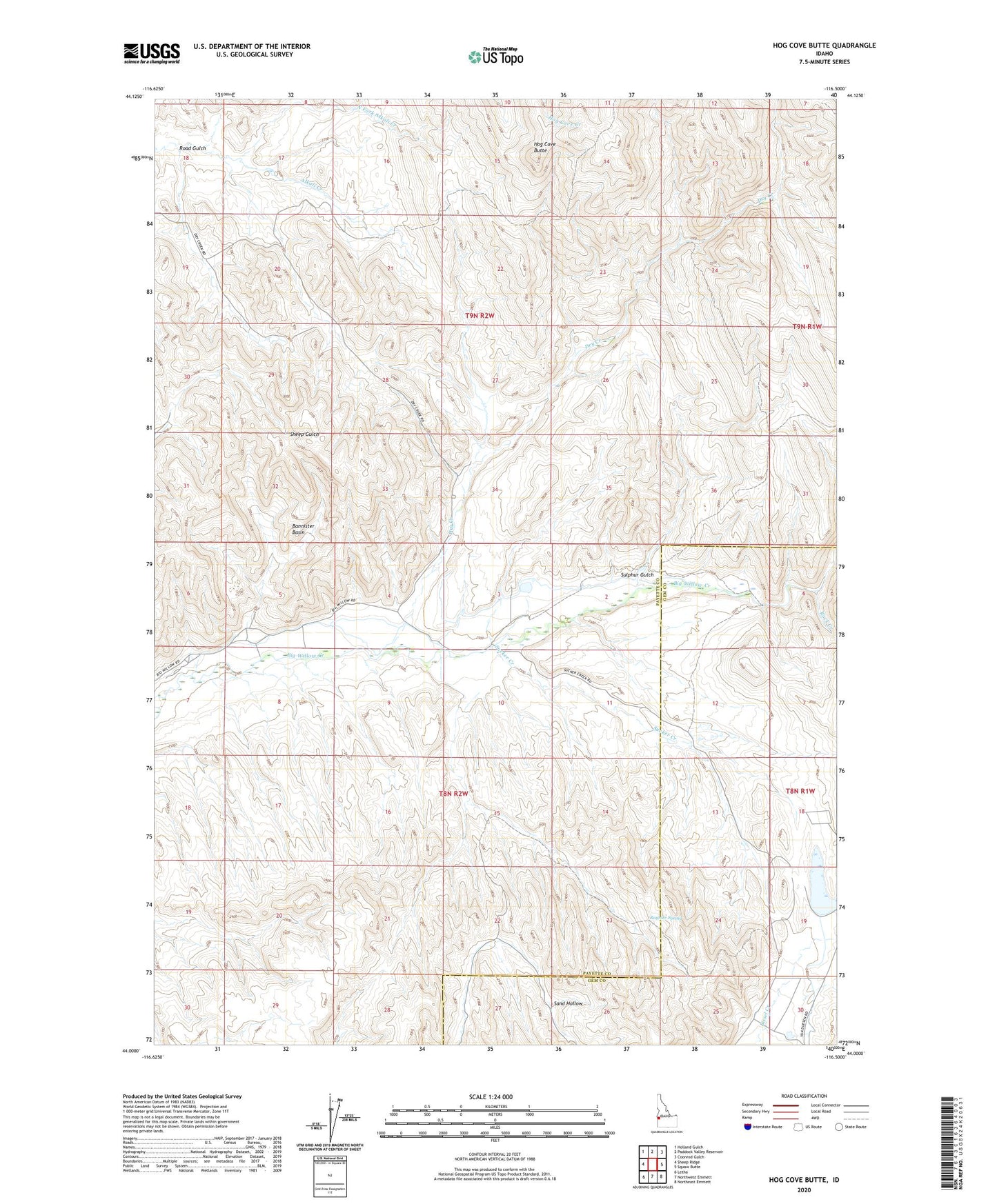 Hog Cove Butte Idaho US Topo Map Image
