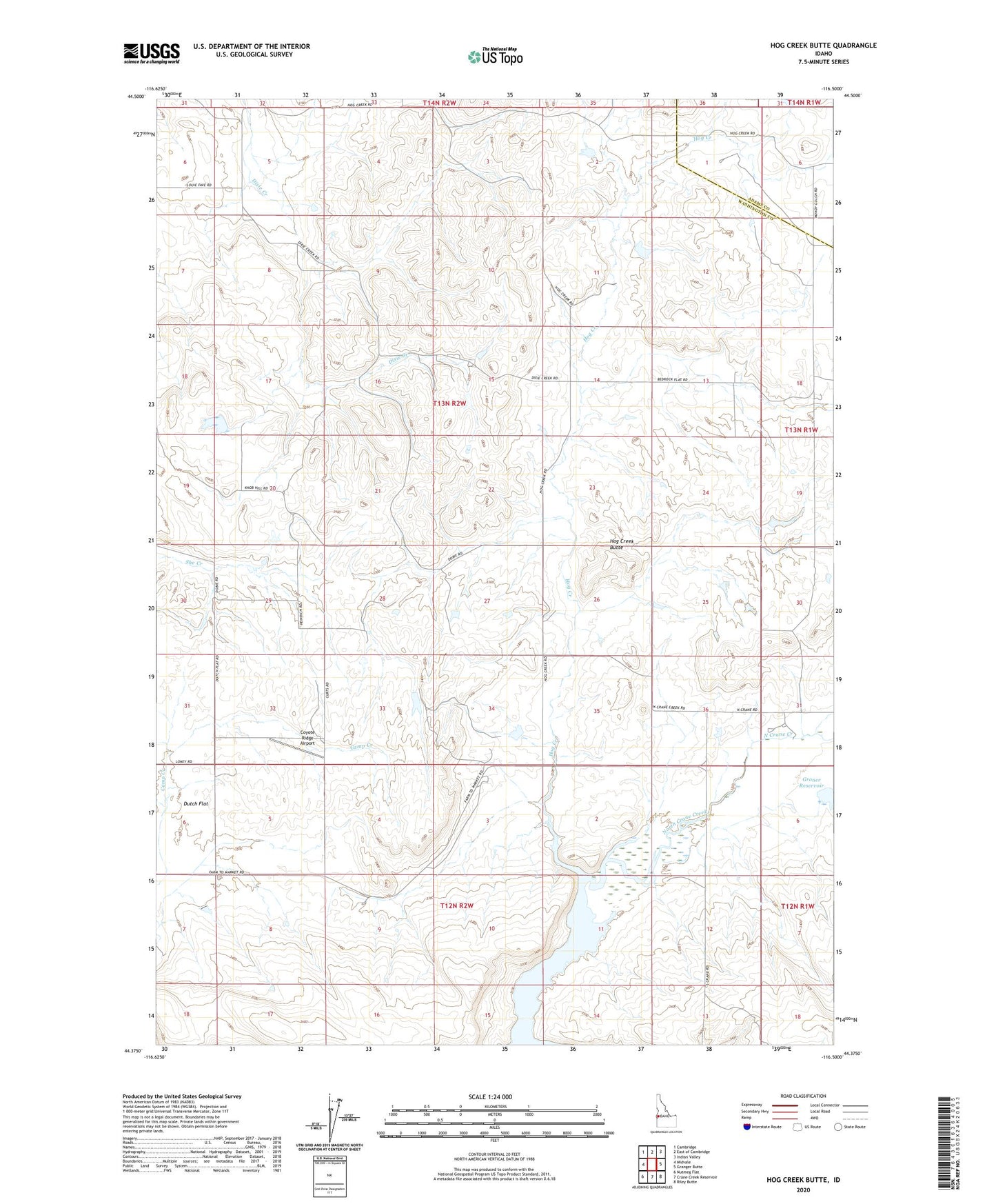 Hog Creek Butte Idaho US Topo Map Image
