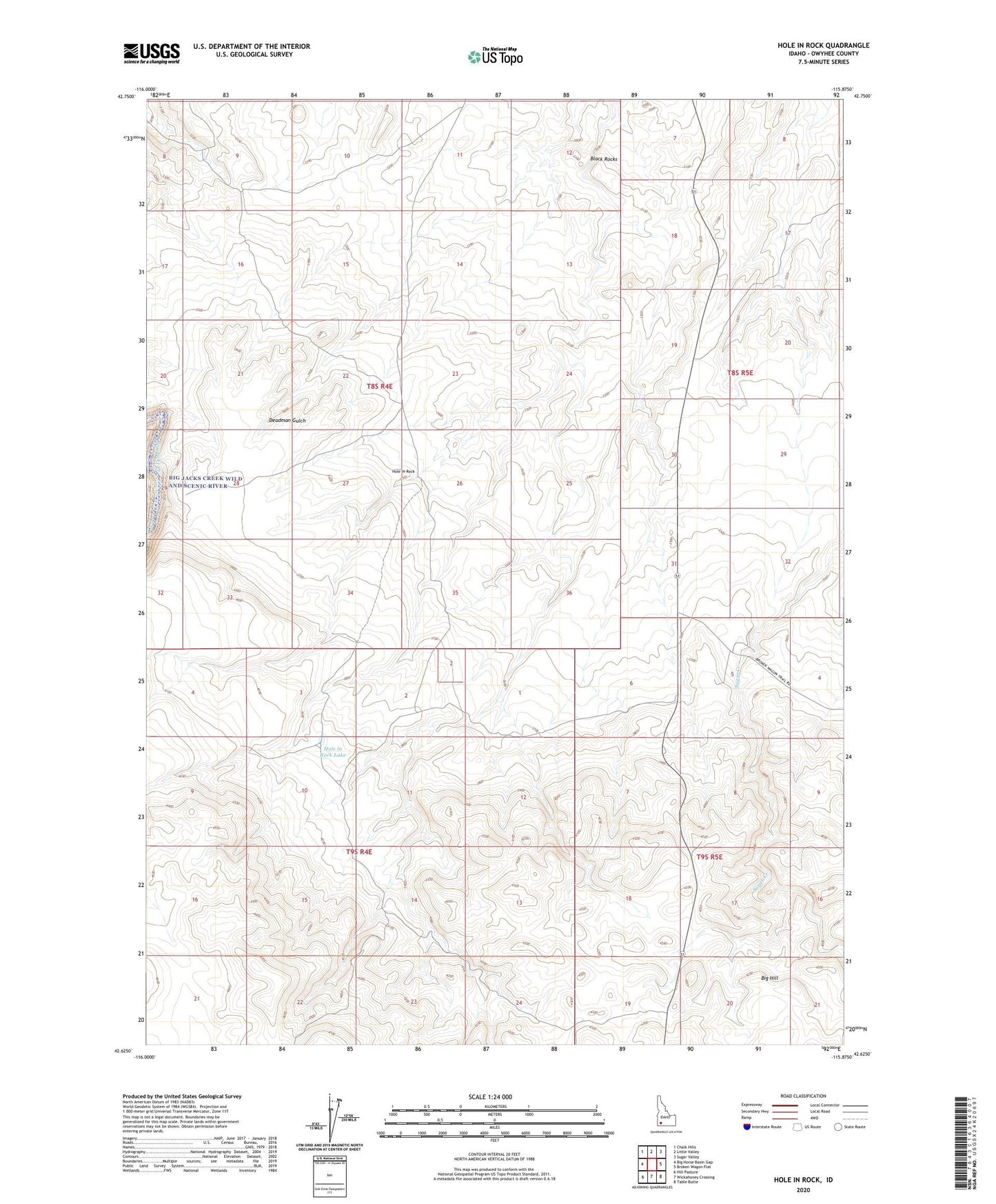 Hole In Rock Idaho US Topo Map Image