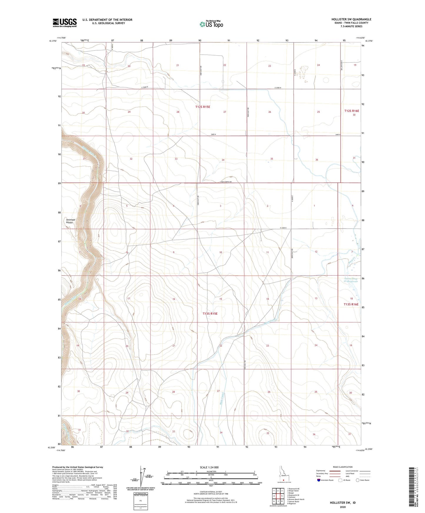Hollister SW Idaho US Topo Map Image