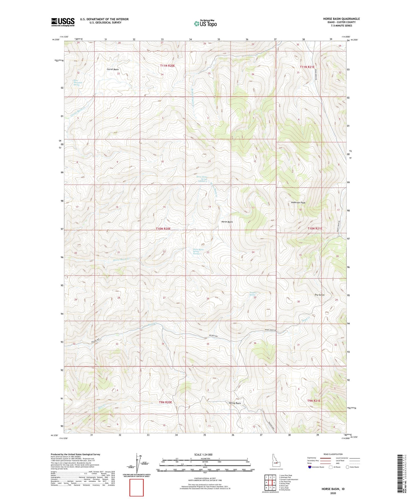 Horse Basin Idaho US Topo Map Image