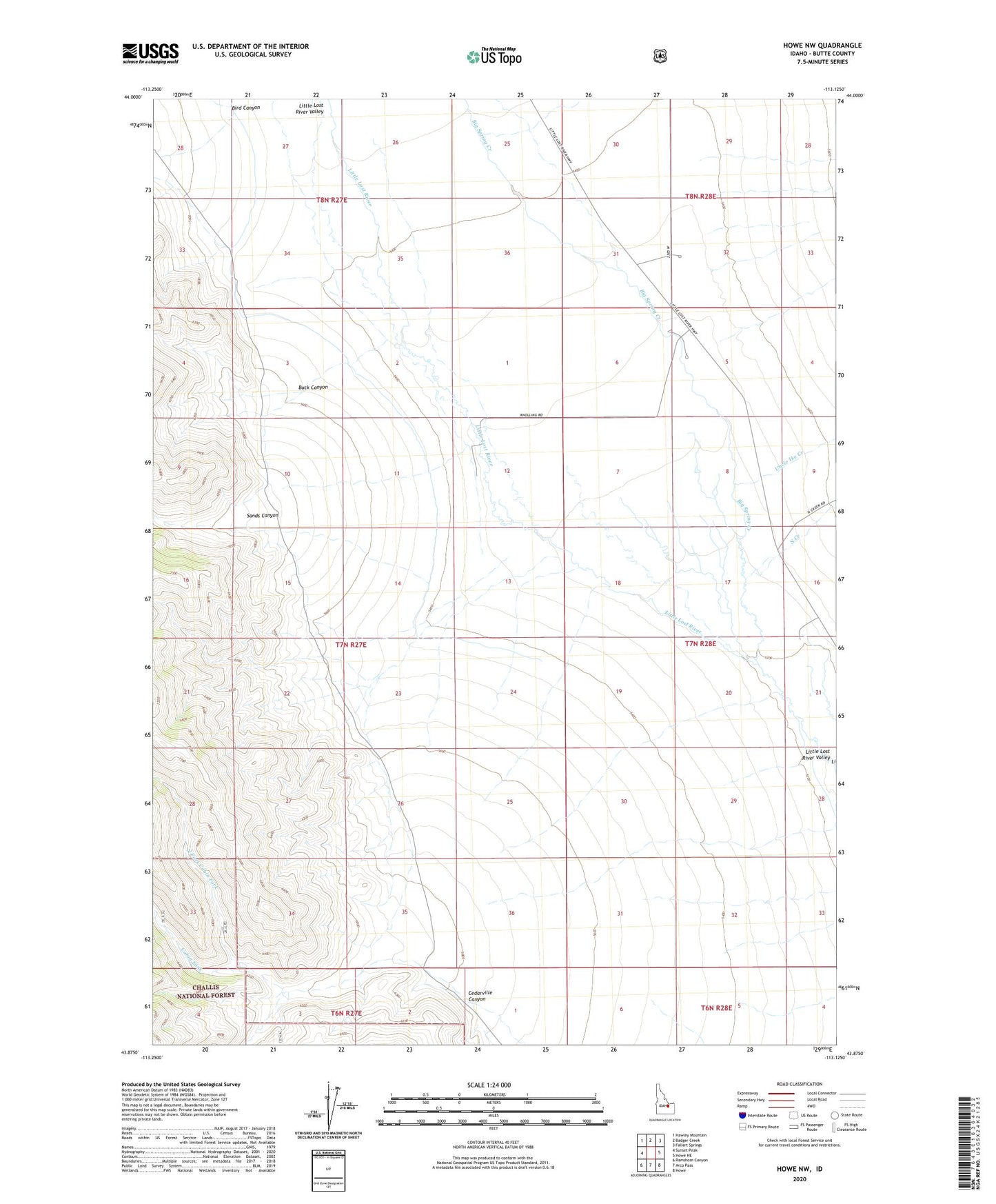 Howe NW Idaho US Topo Map Image