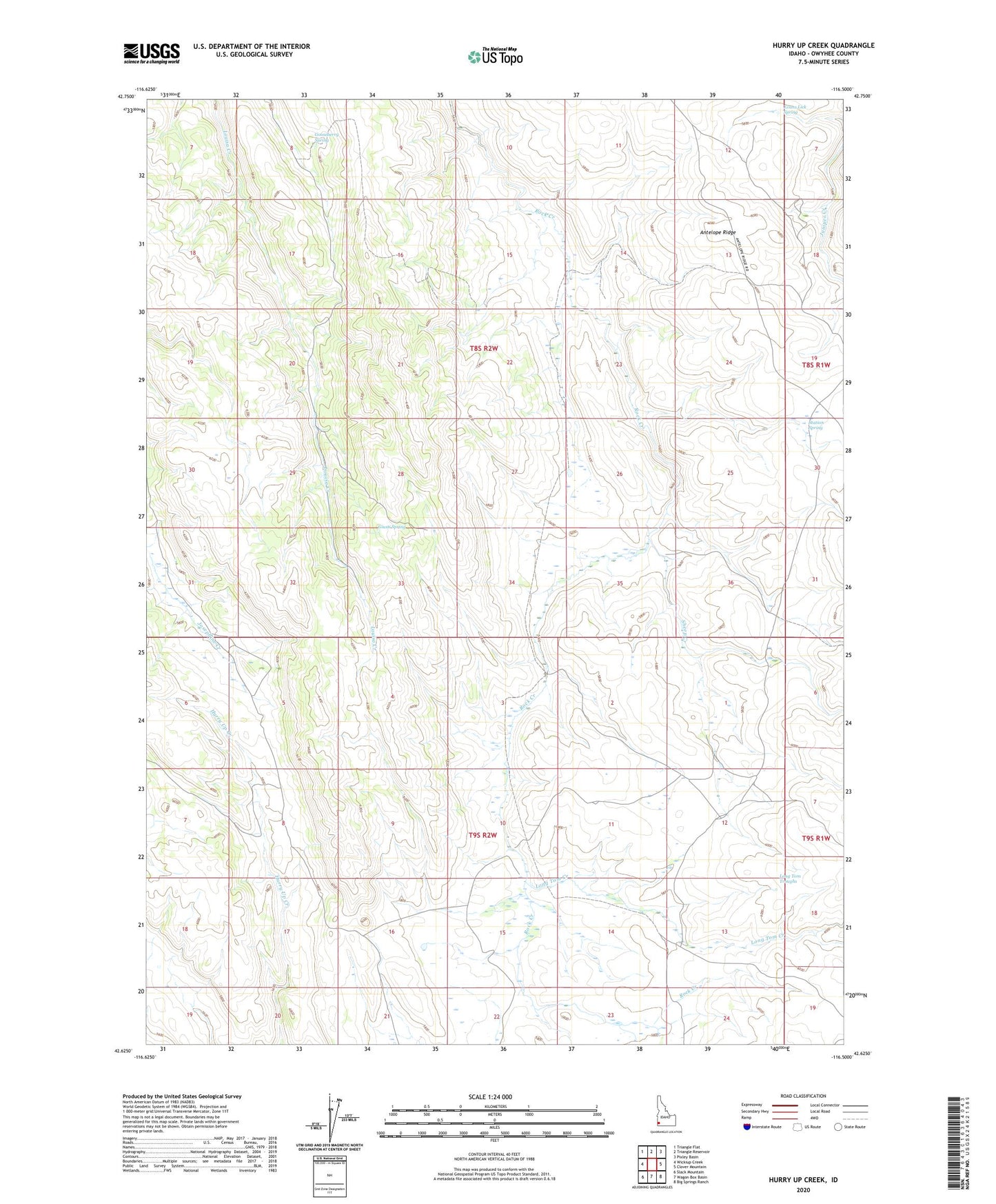 Hurry Up Creek Idaho US Topo Map Image
