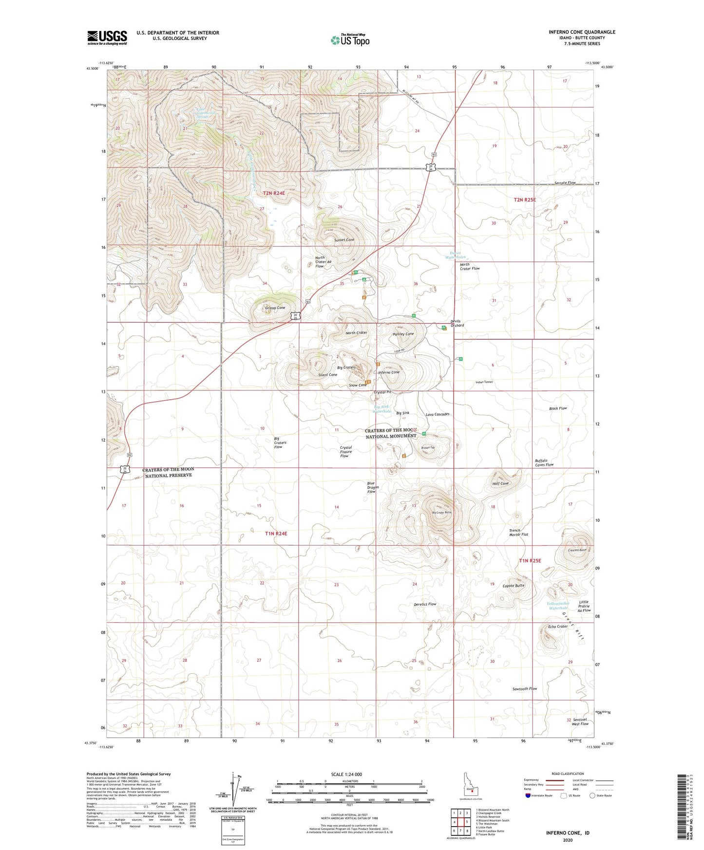 Inferno Cone Idaho US Topo Map Image
