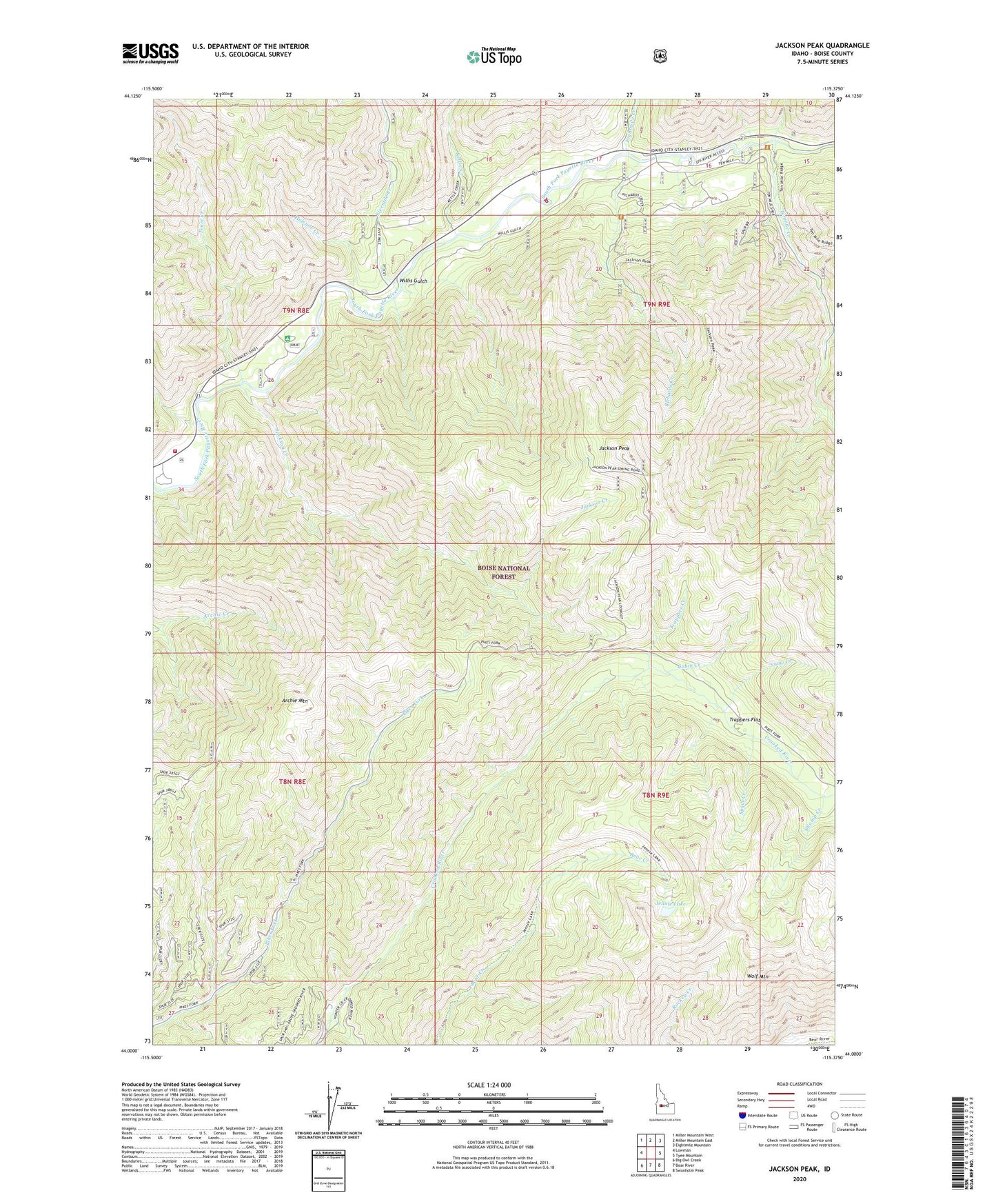 Jackson Peak Idaho US Topo Map Image
