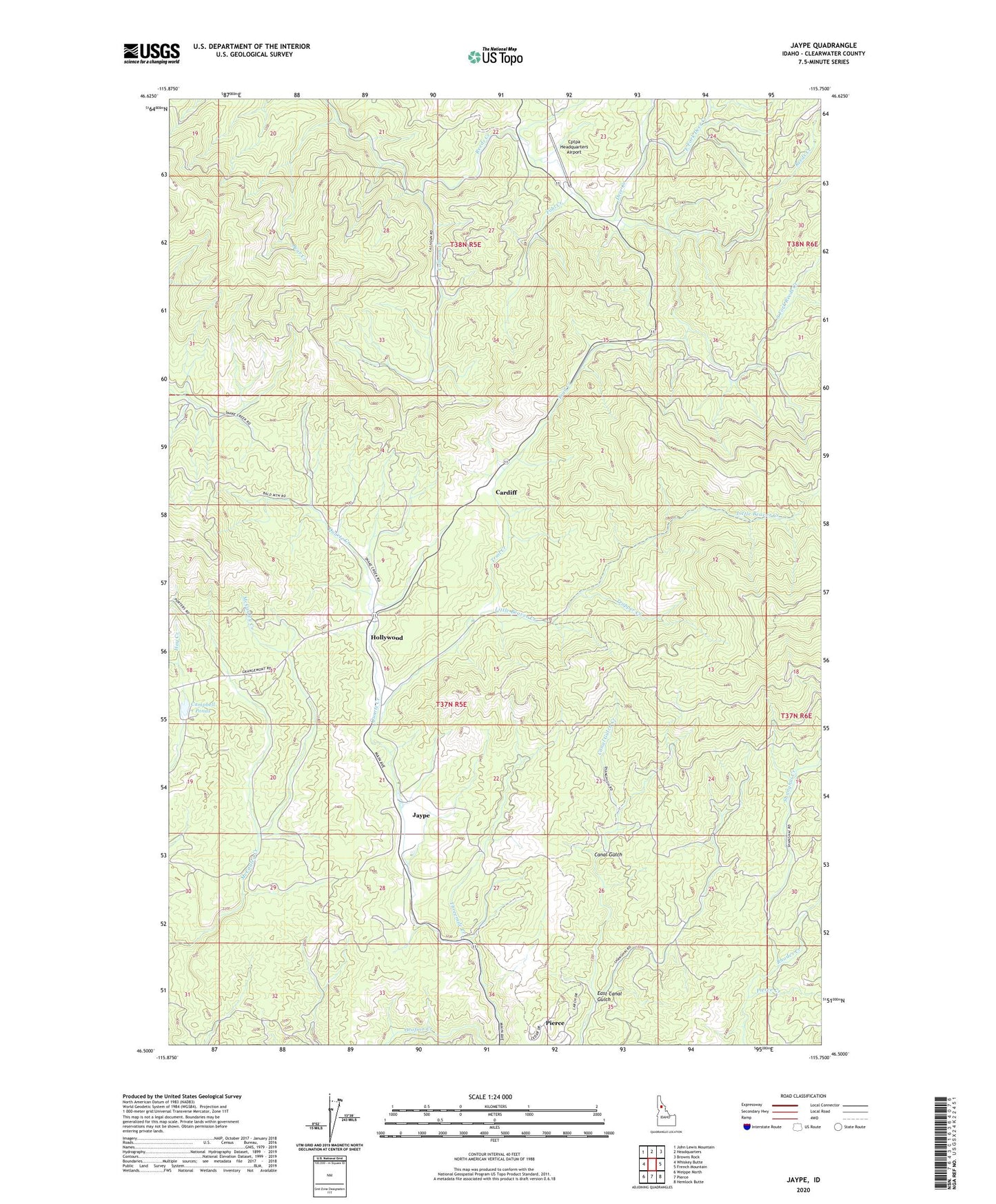 Jaype Idaho US Topo Map Image