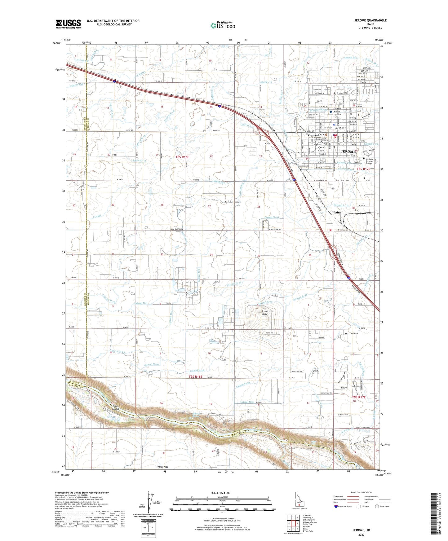 Jerome Idaho US Topo Map Image