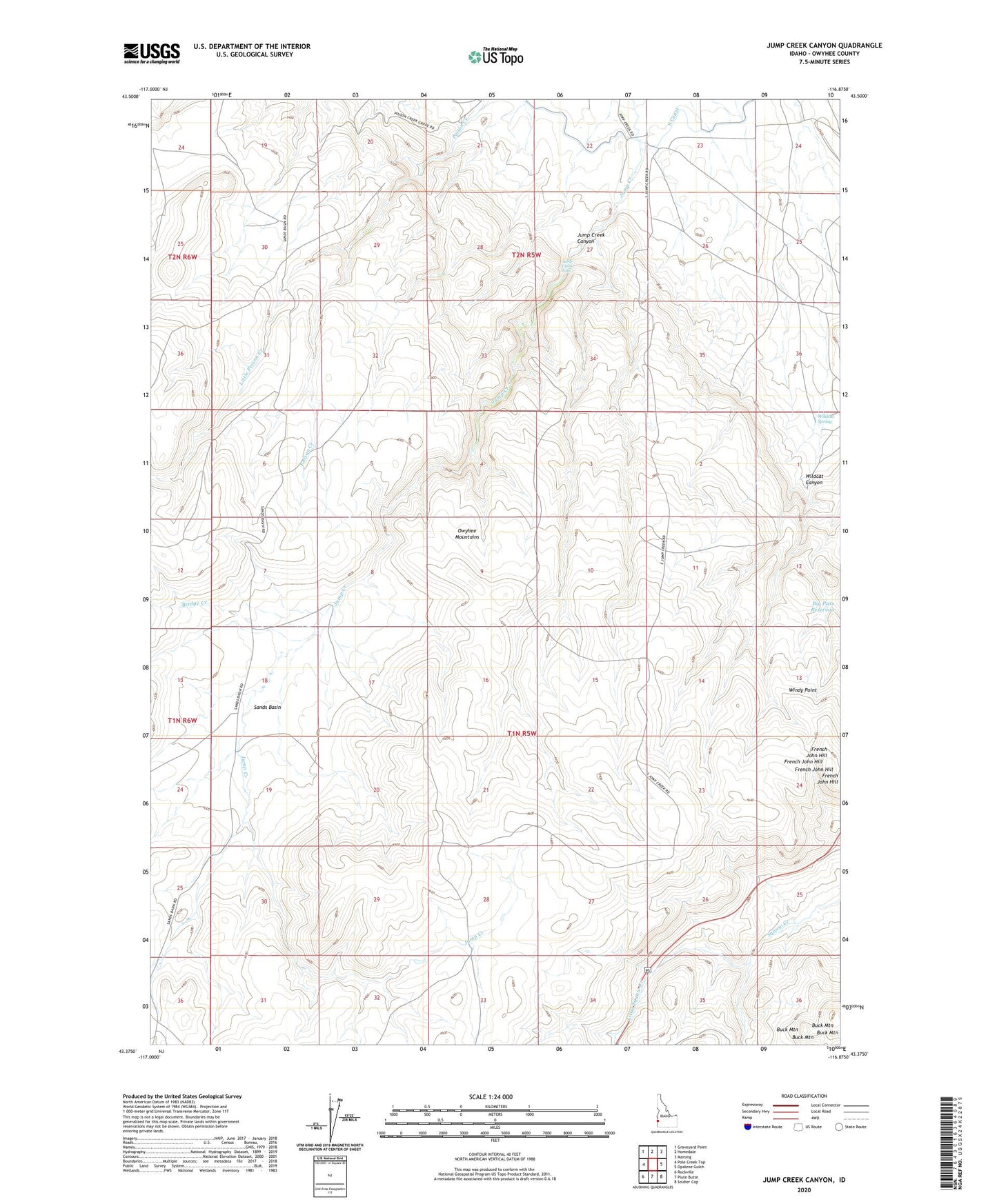 Jump Creek Canyon Idaho US Topo Map Image